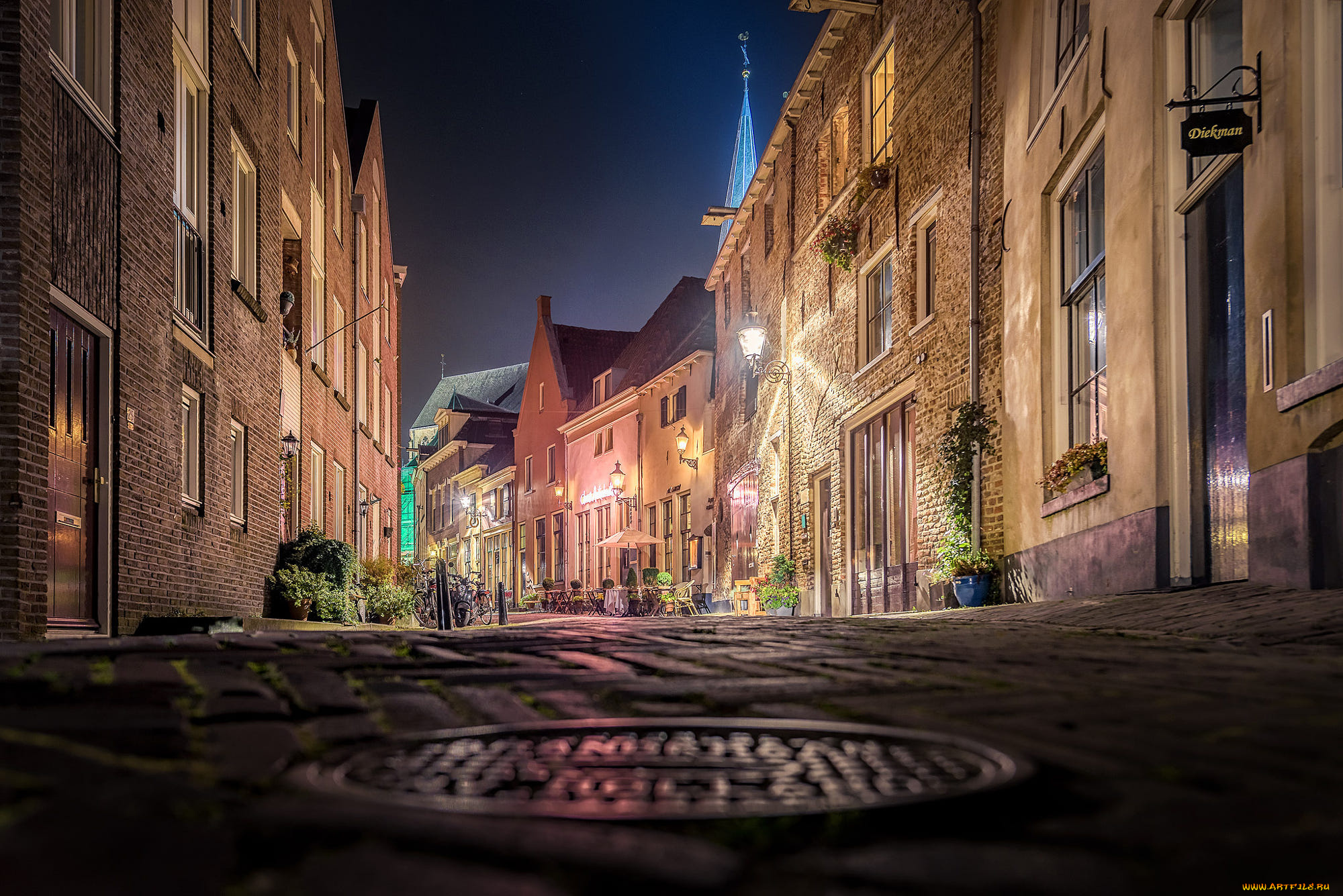 города, -, улицы, , площади, , набережные, освещение, вечер, дома, улица, город, нидерланды