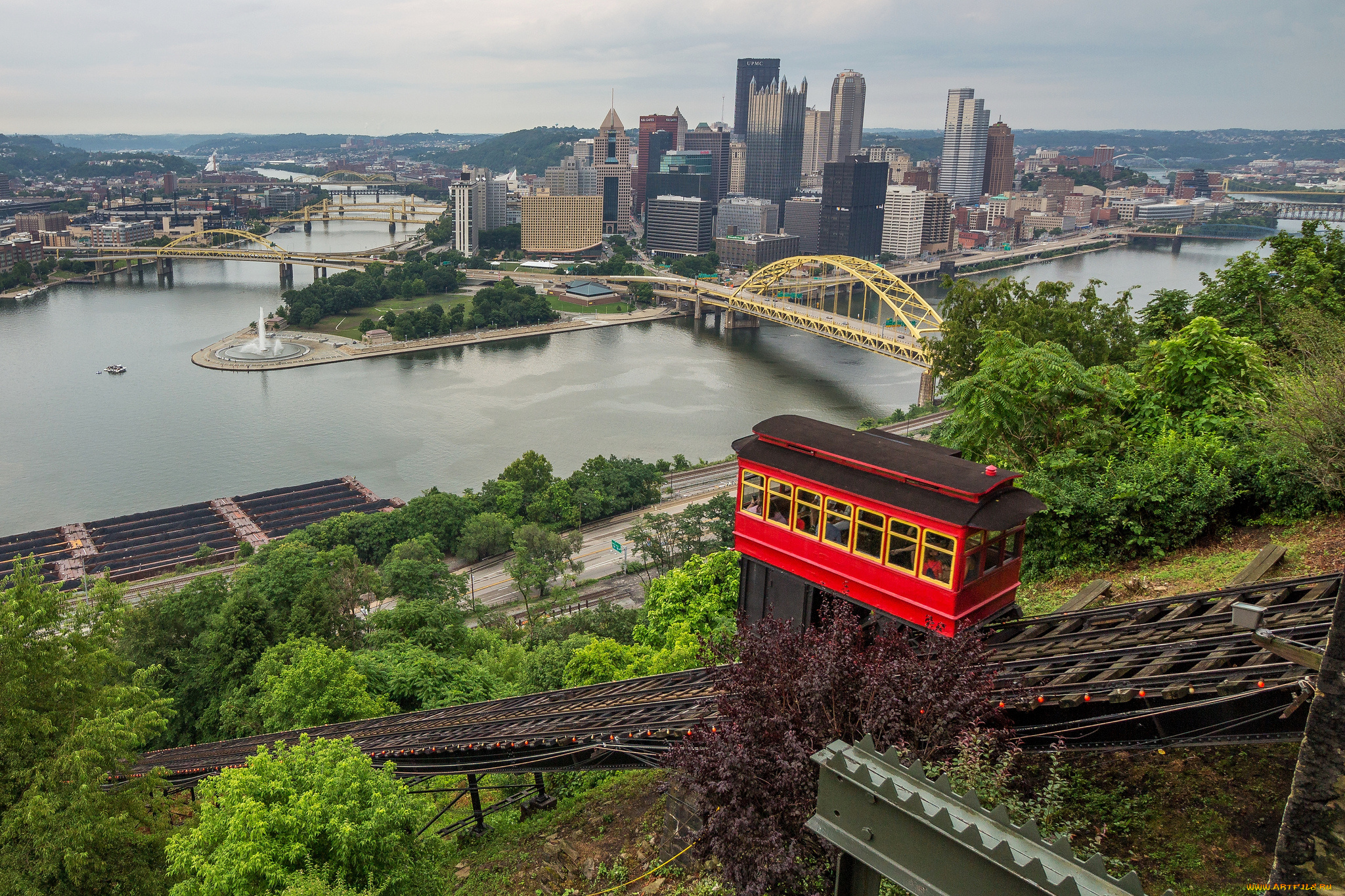 pittsburgh, города, -, буддийские, и, другие, храмы, мосты, река