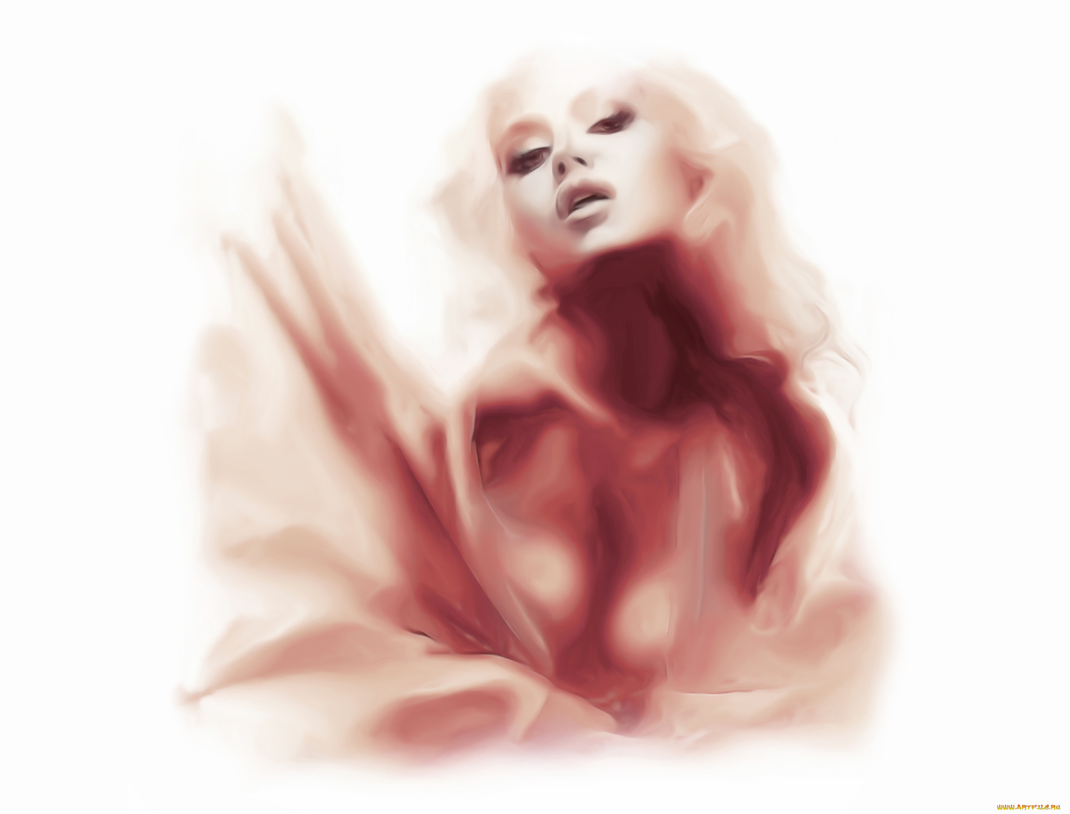 рисованное, люди, фон, девушка, взгляд