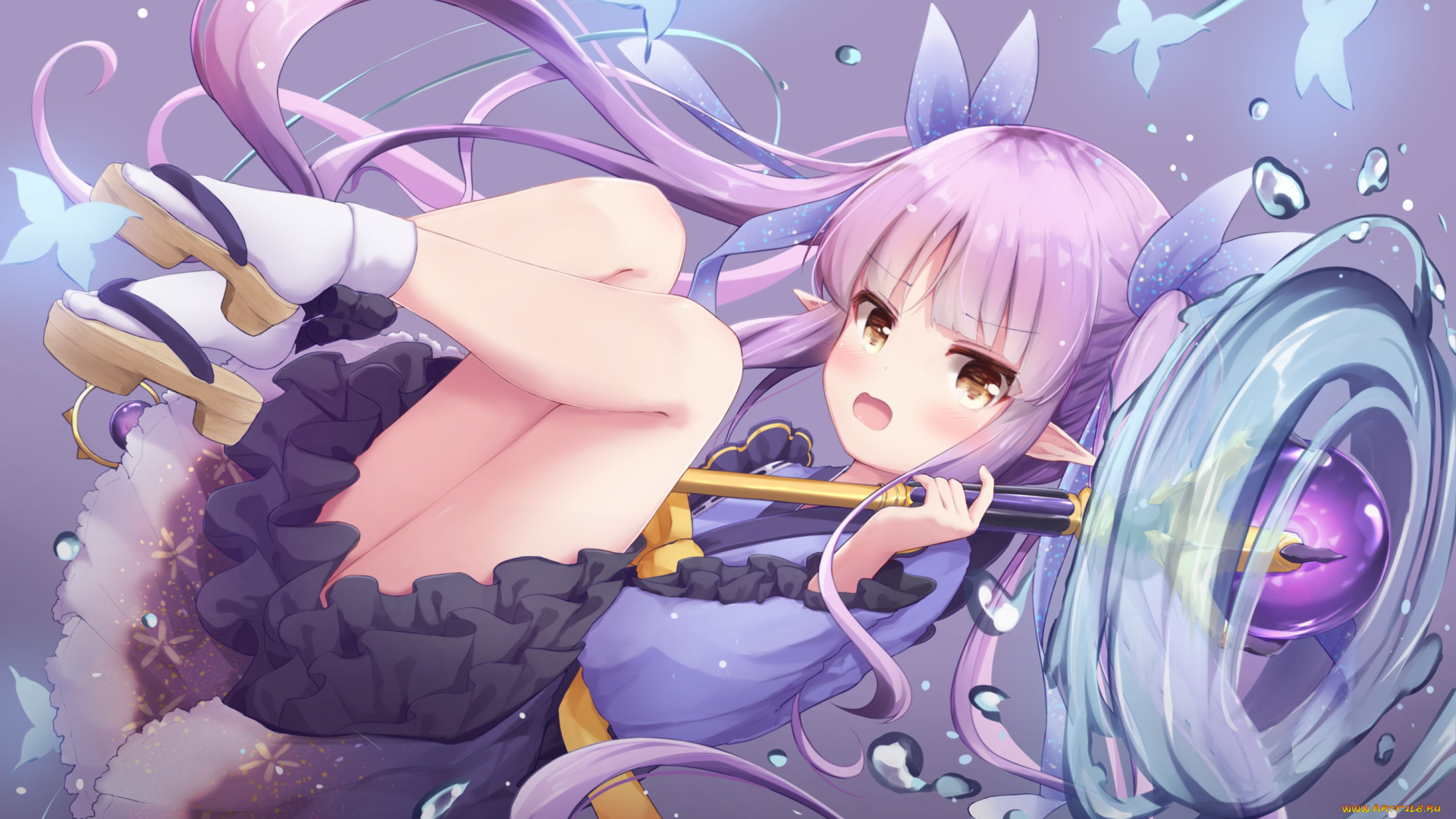 аниме, животные, , существа, фон, девушка, взгляд