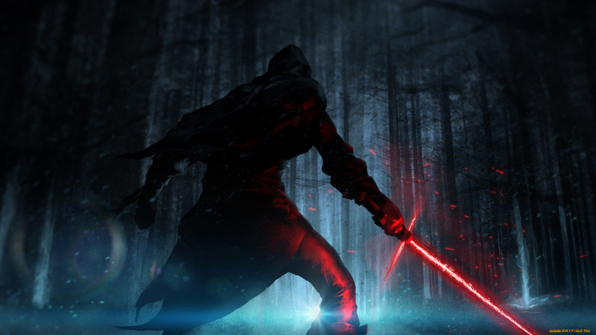 фэнтези, _star, wars, лес, меч, кайло, рен