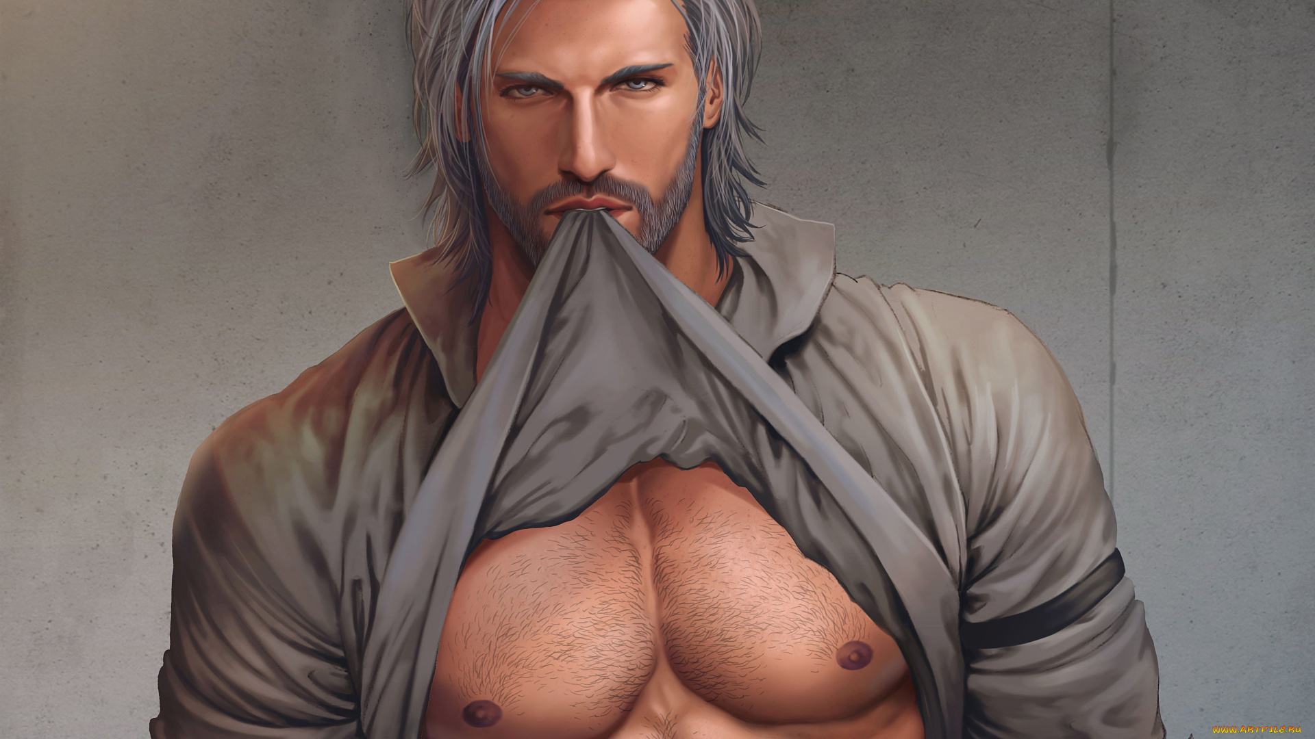 рисованное, люди, торс, рубашка, мужчина