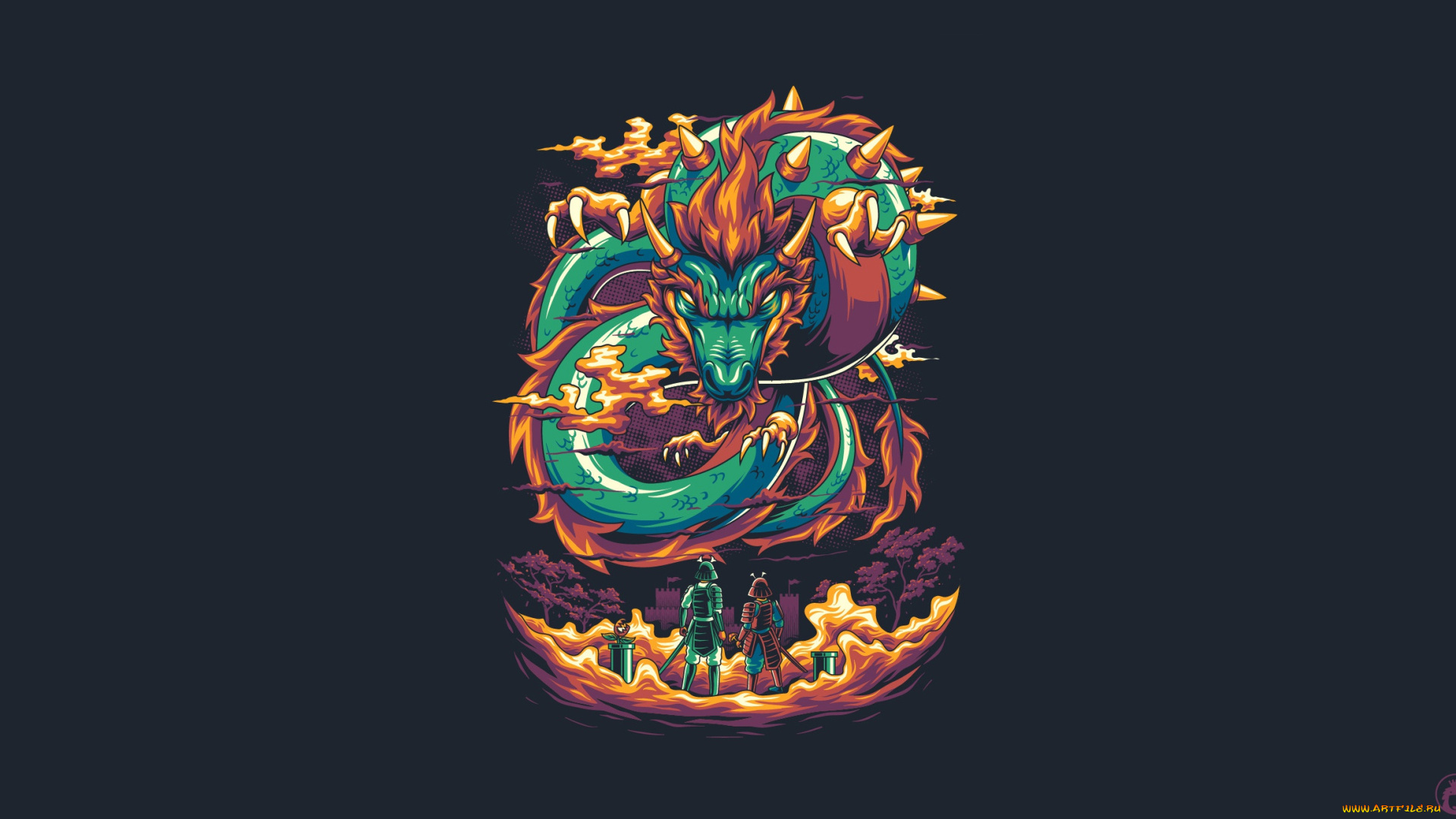 рисованное, минимализм, дракон