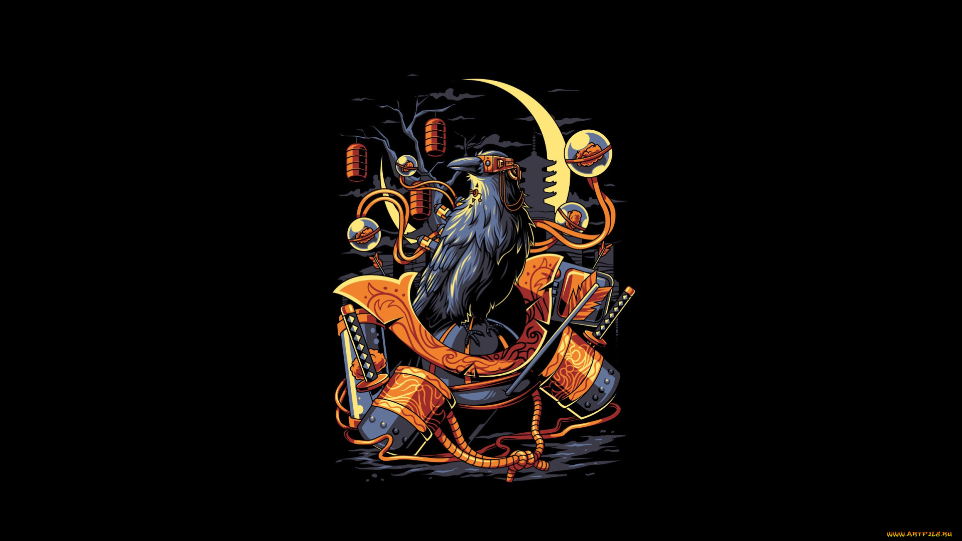 рисованное, минимализм, ворона