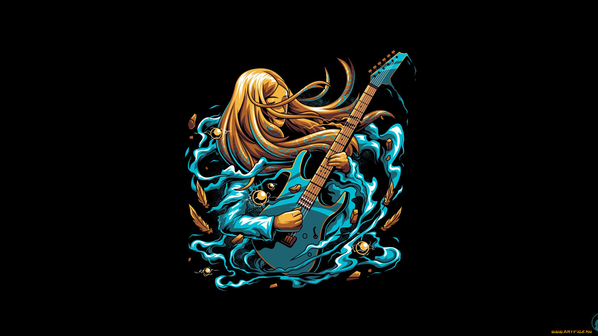 рисованное, минимализм, взгляд, девушка, фон