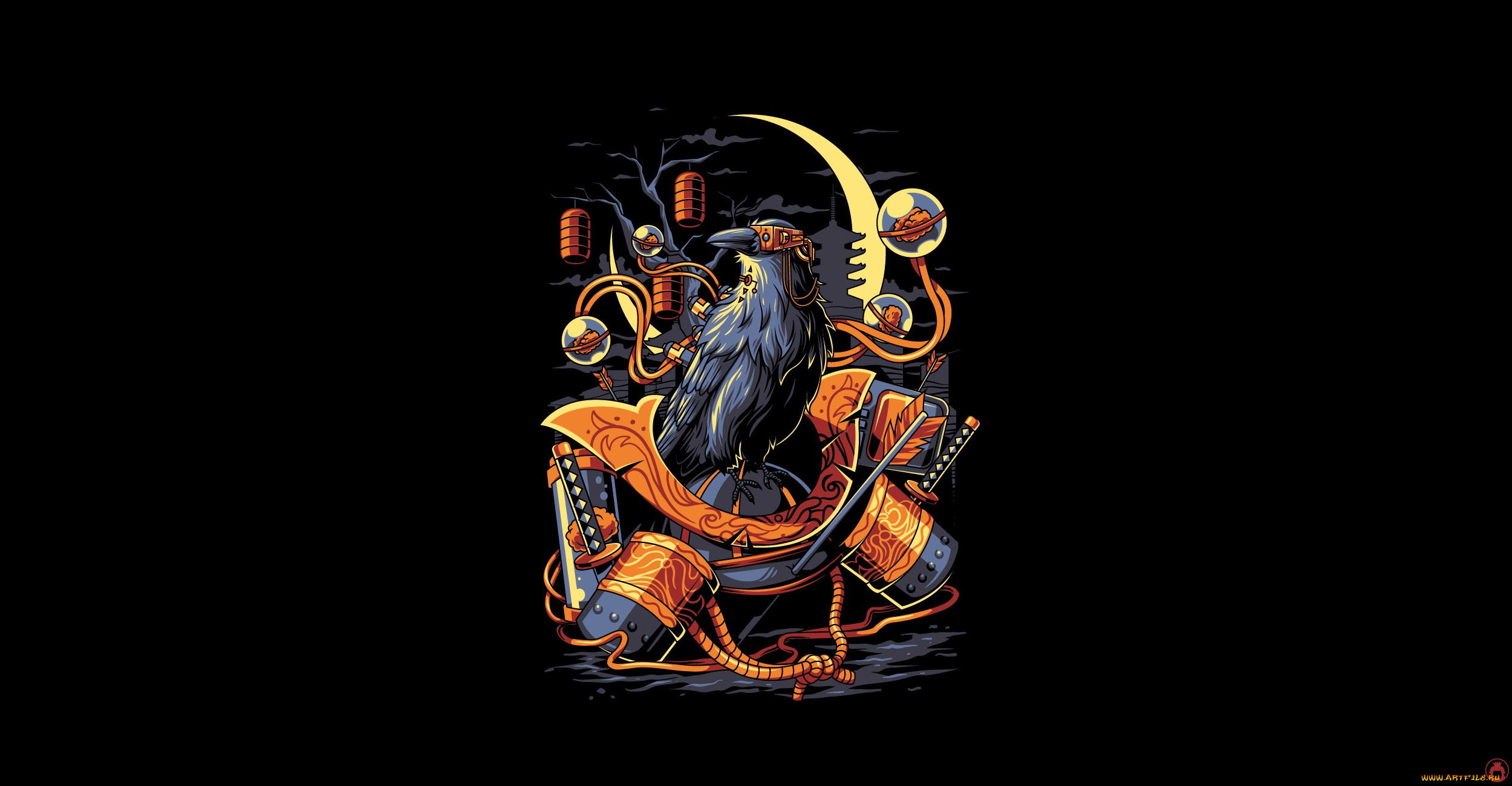 рисованное, минимализм, ворона