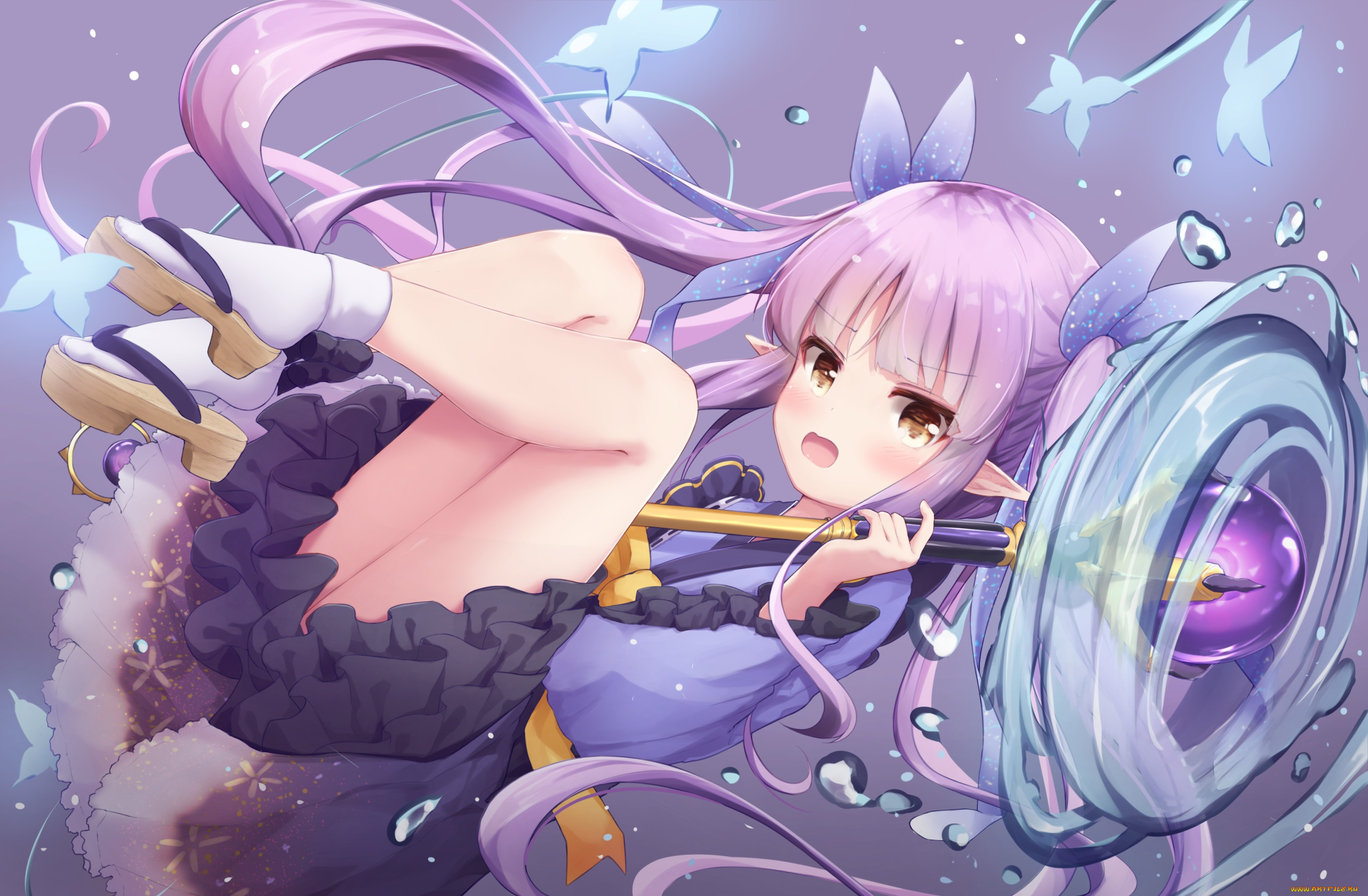 аниме, животные, , существа, фон, девушка, взгляд