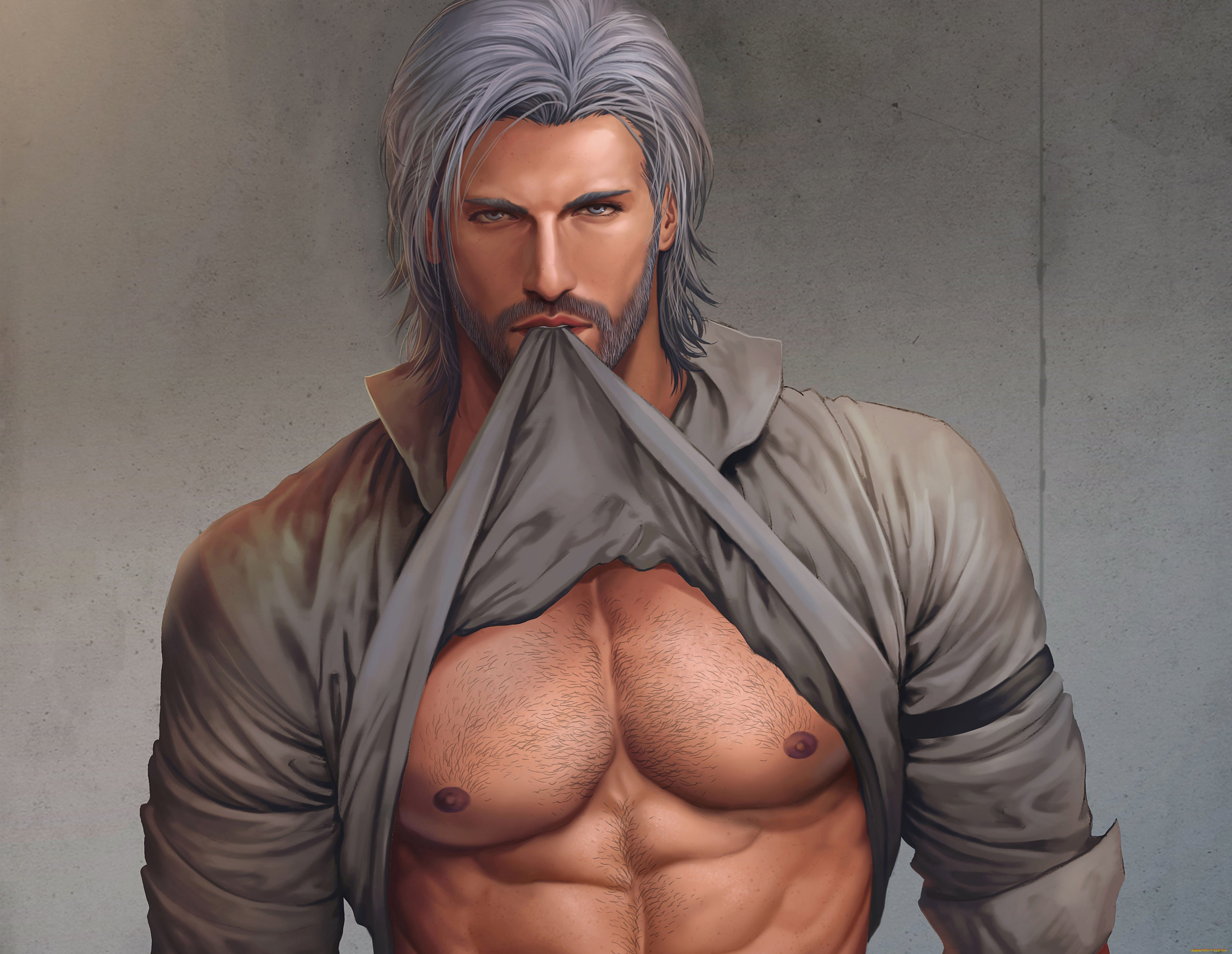 рисованное, люди, торс, рубашка, мужчина