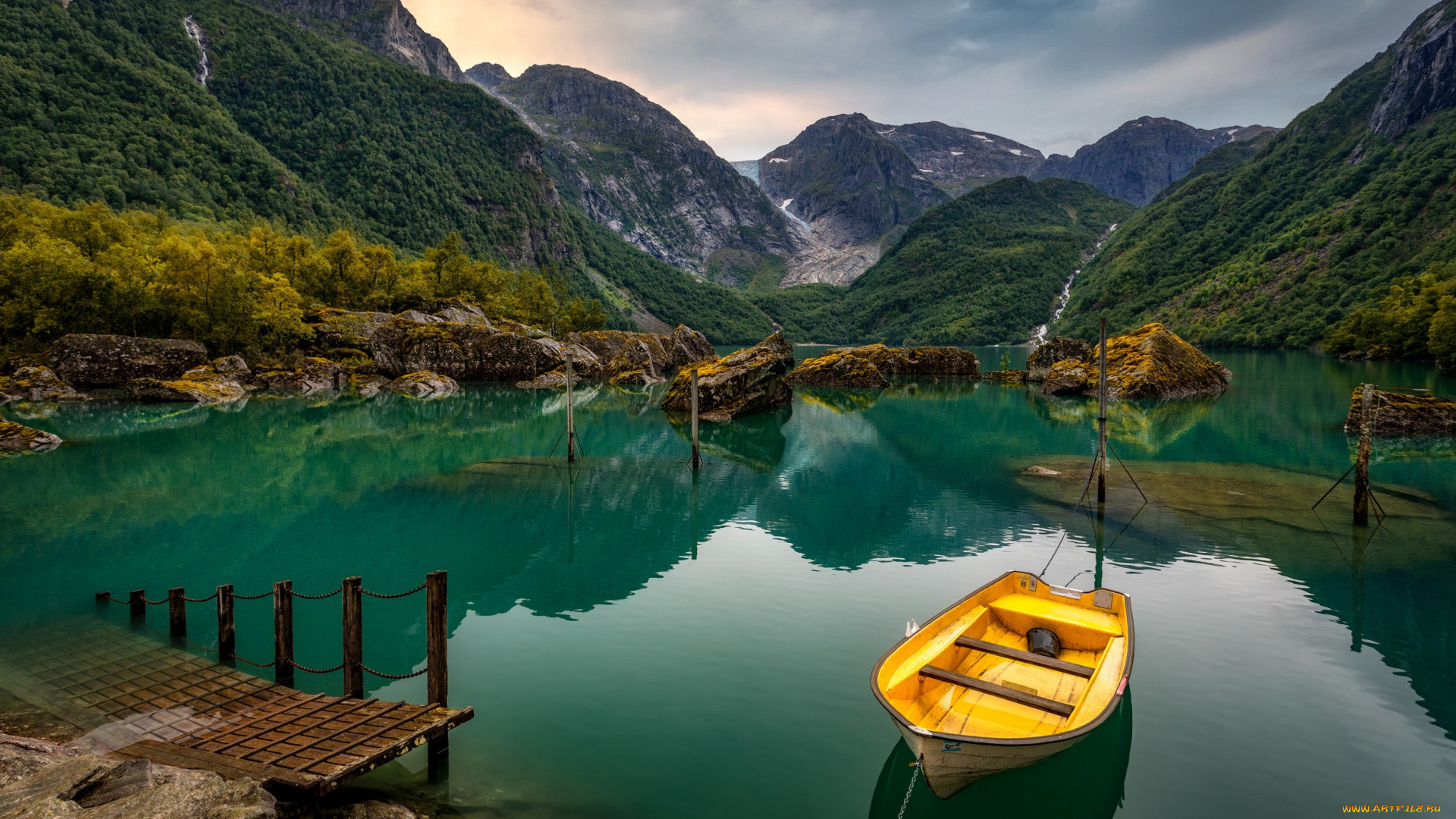 корабли, лодки, , шлюпки, горы, лодка, фьорд