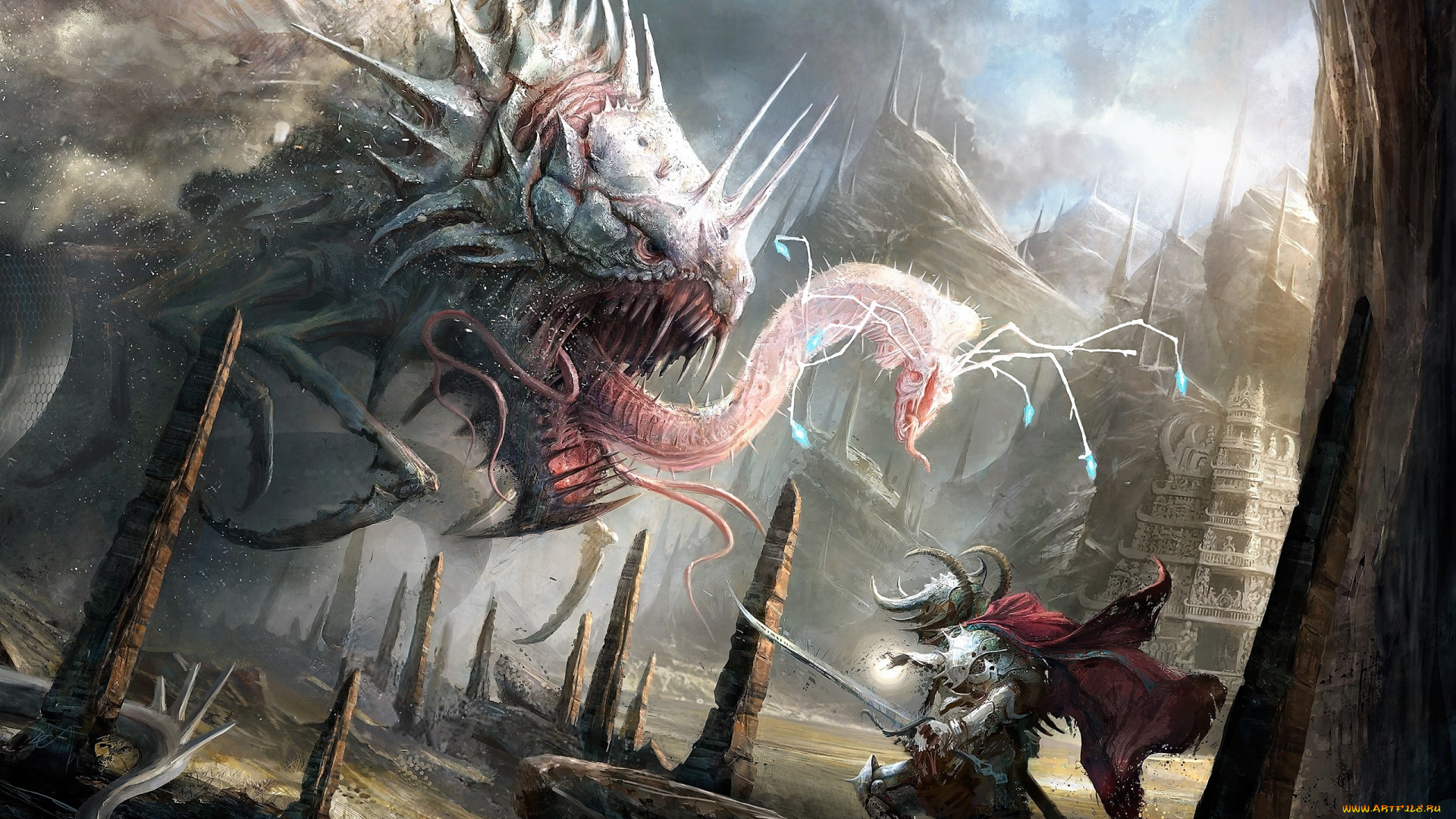 видео, игры, age, of, conan, , unchained, монстр, город, конан