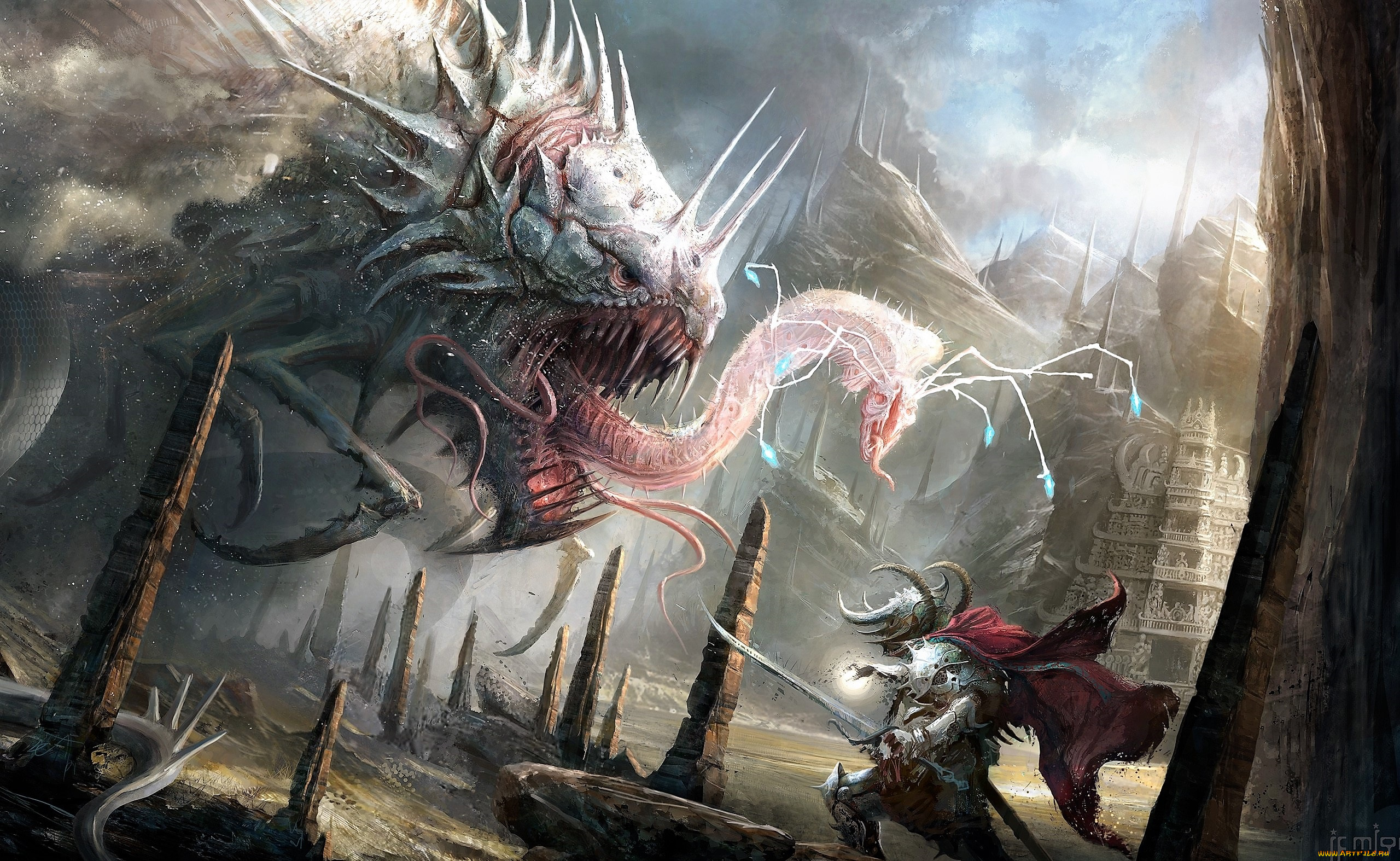 видео, игры, age, of, conan, , unchained, монстр, город, конан