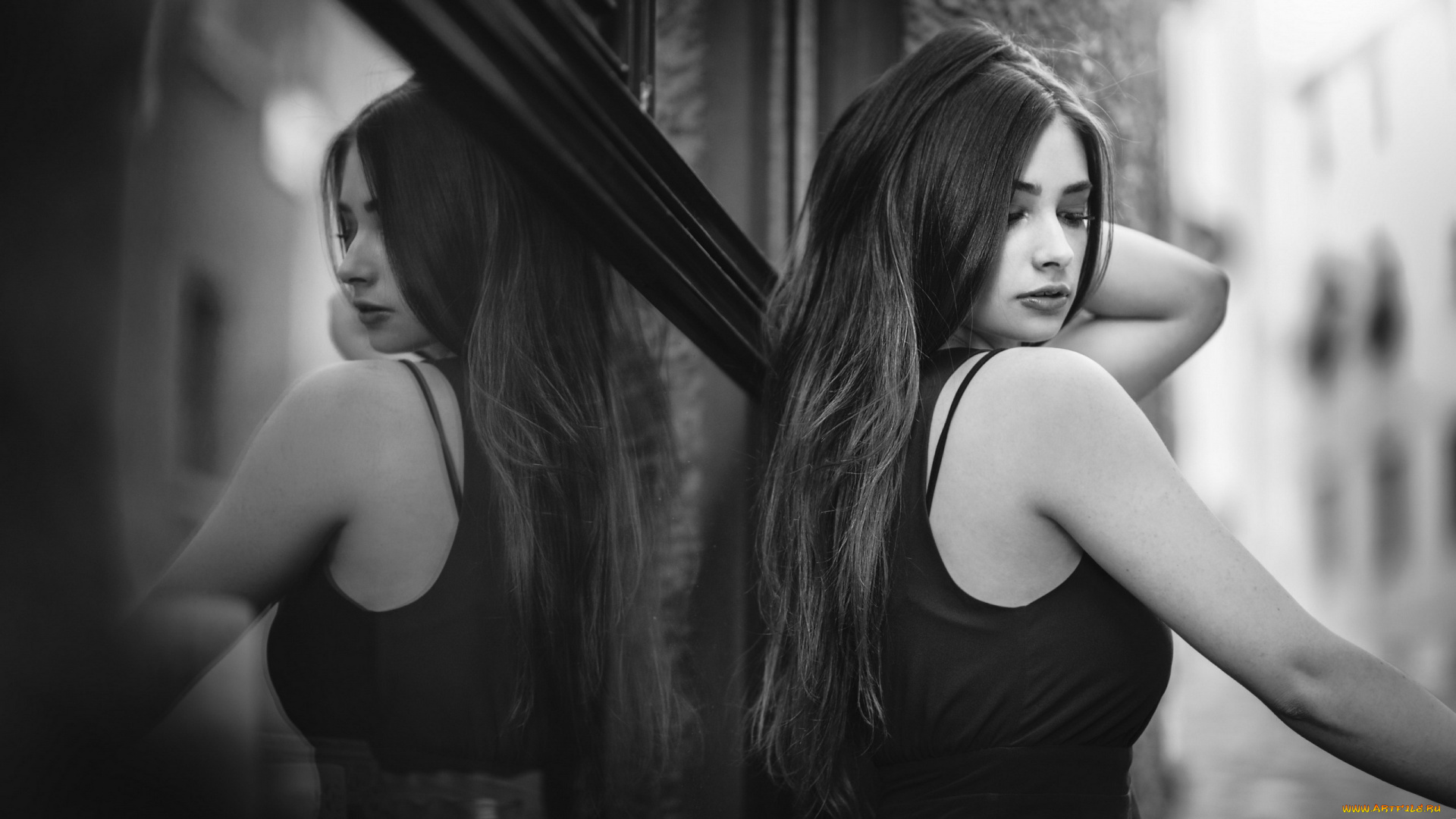 девушки, -, черно-белые, монохром