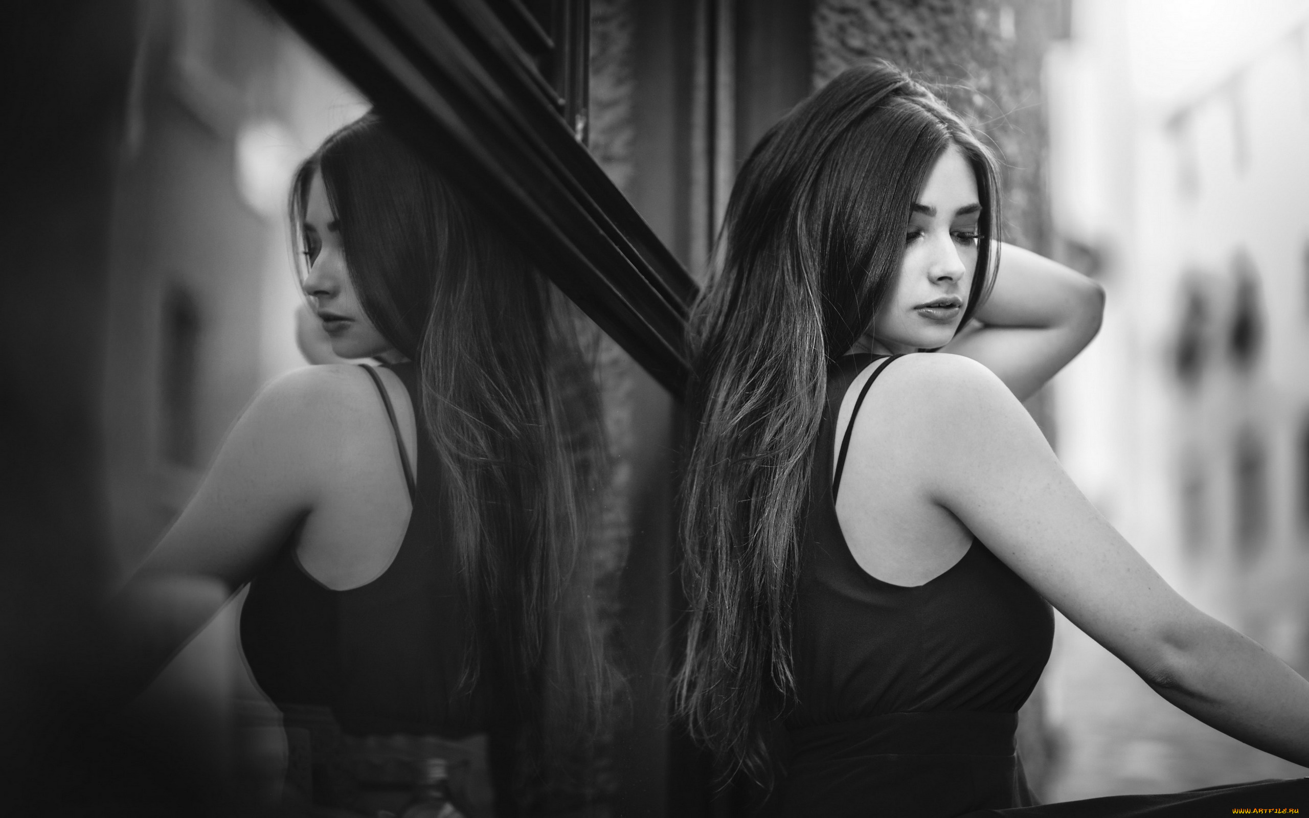 девушки, -, черно-белые, монохром