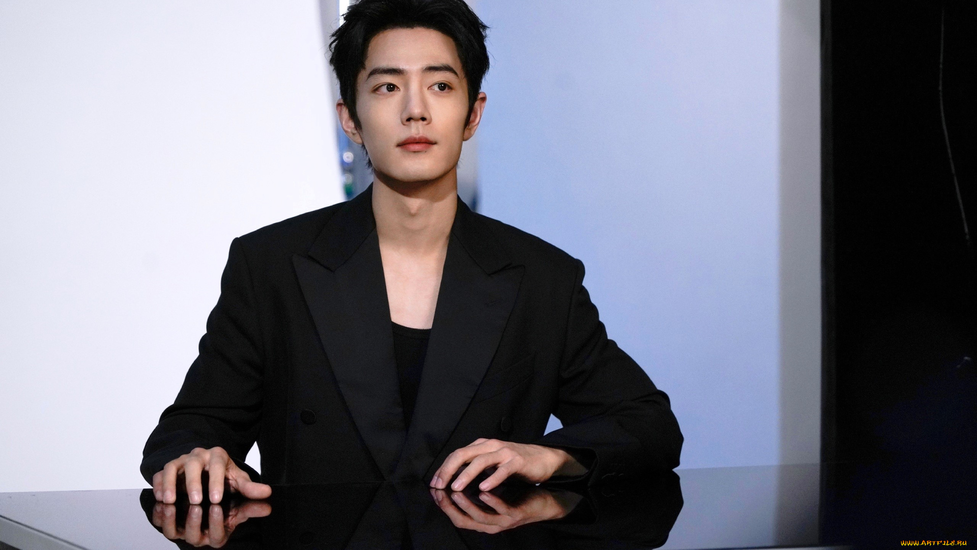 мужчины, xiao, zhan, актер, пиджак, стол