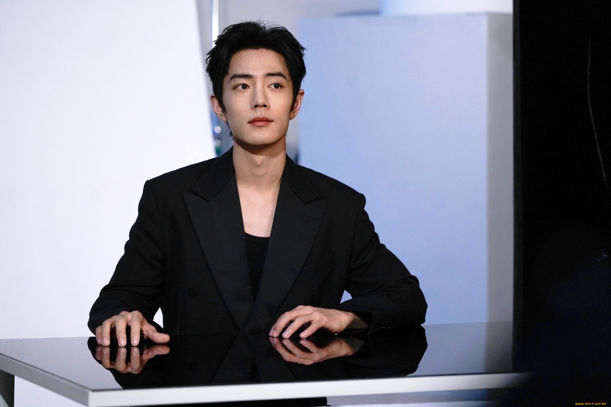 мужчины, xiao, zhan, актер, пиджак, стол