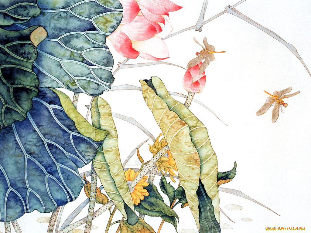 34, рисованные, цветы