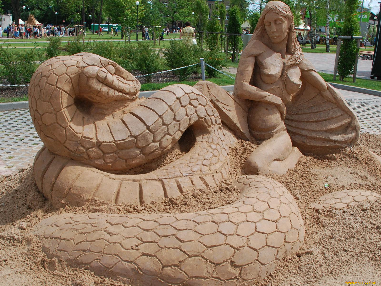 разное, фигуры, из, песка, льда, снега