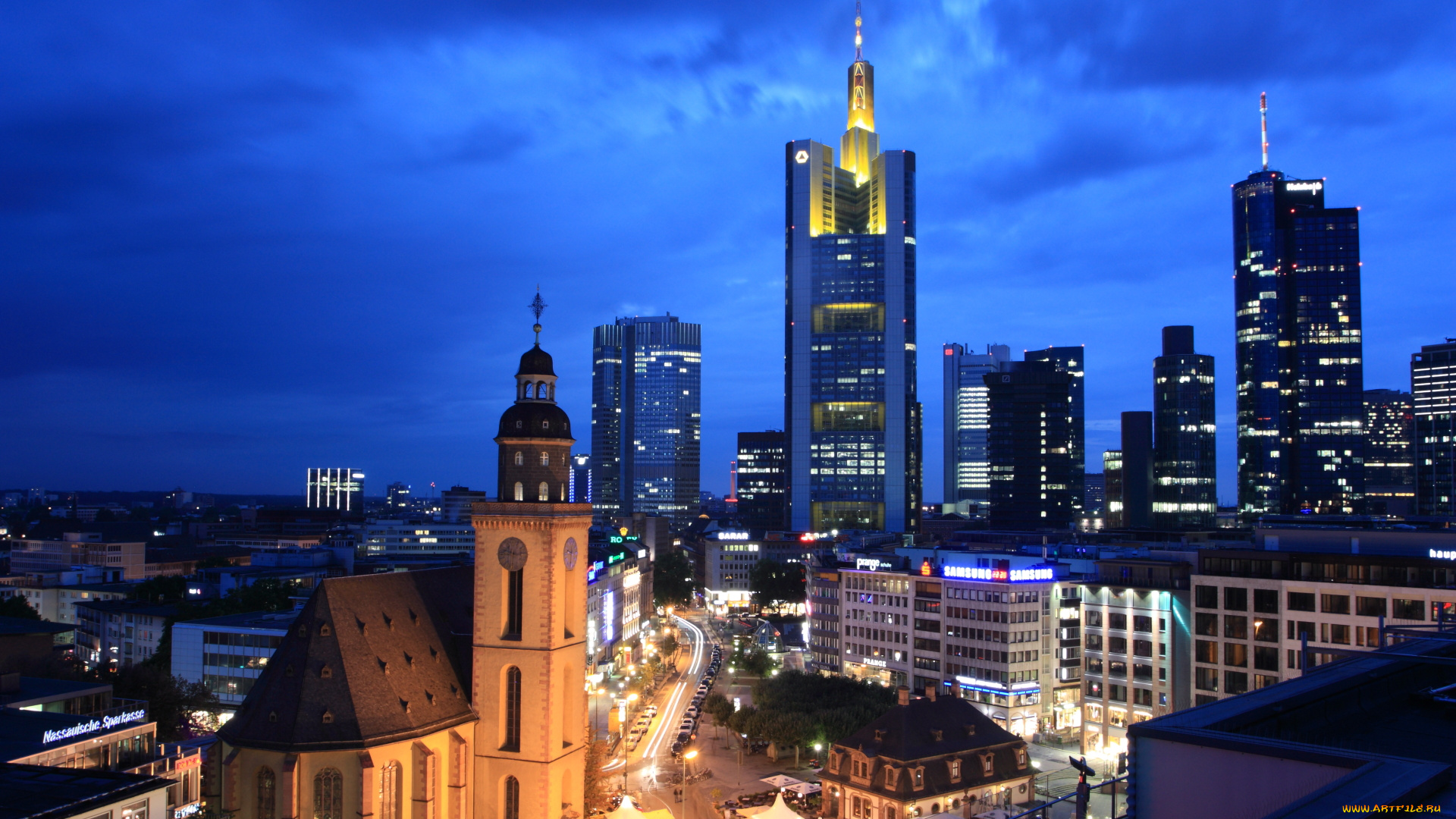 города, огни, ночного, дома, улица, освещения