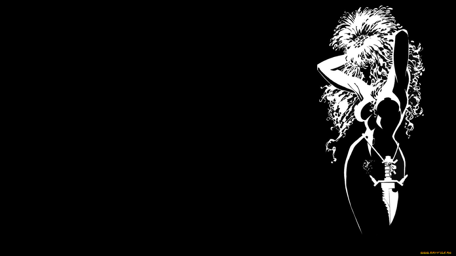 векторная, графика, девушкажнож, фон, черный