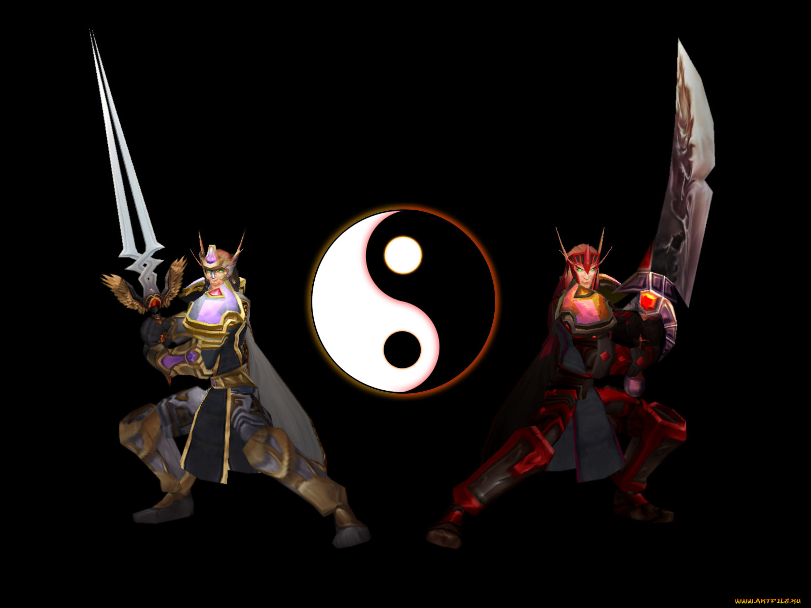 3д, графика, yin, yang, инь, Янь, инь-янь