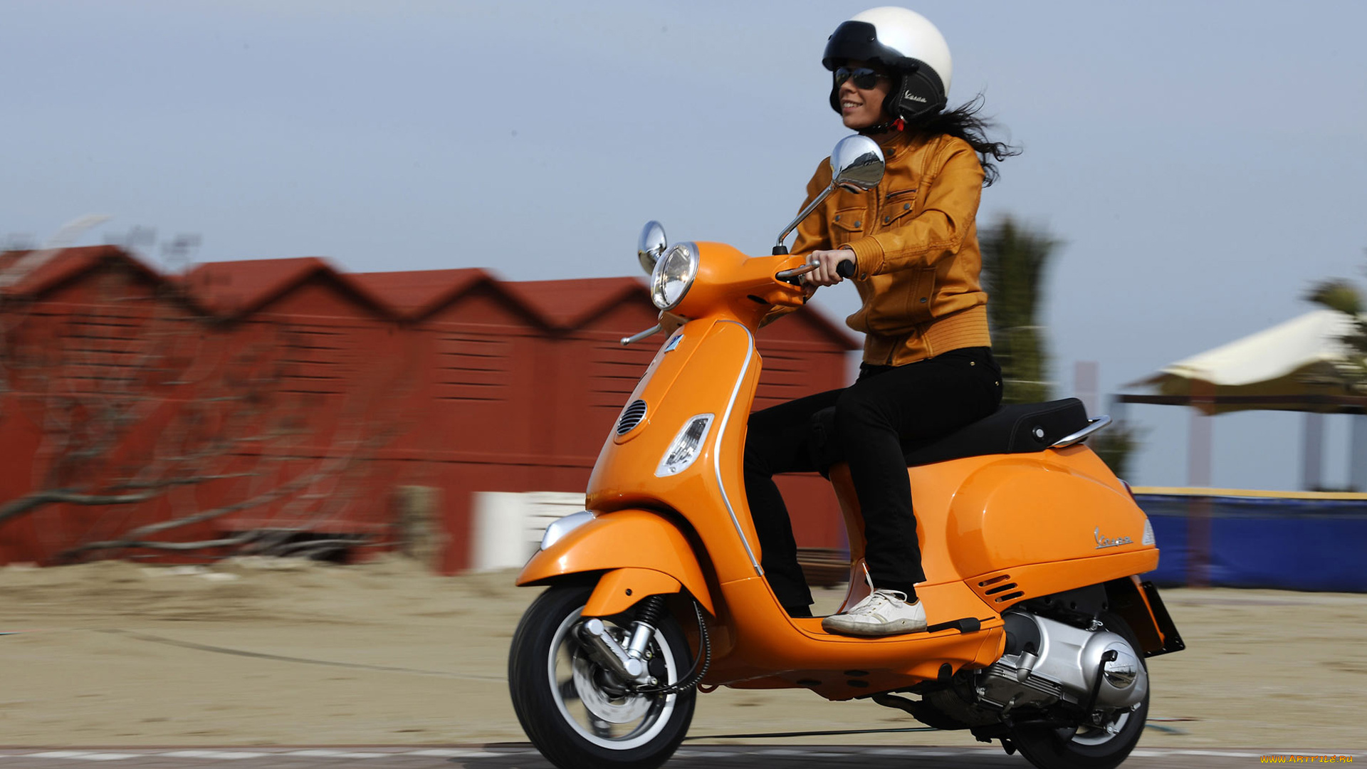 мотоциклы, мото, девушкой, vespa, lxie