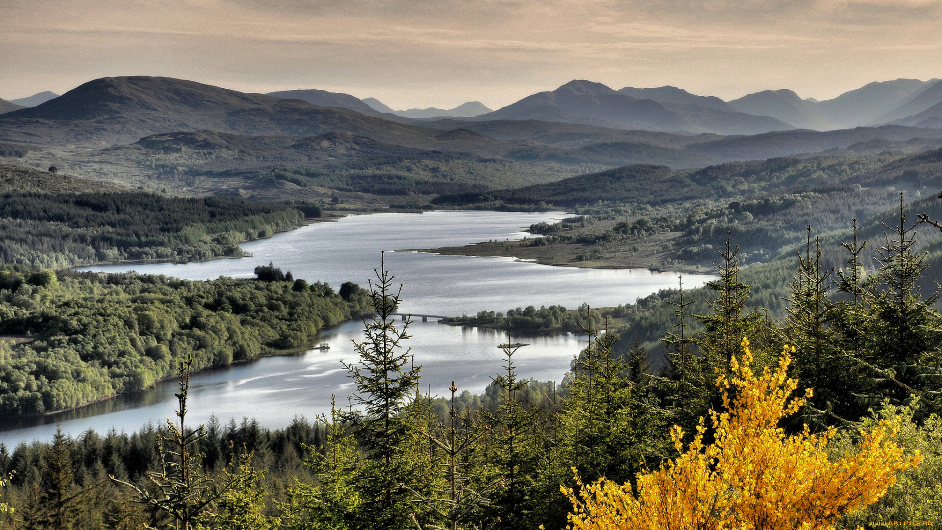 природа, реки, озера, река, холмы, лес, осень, горы
