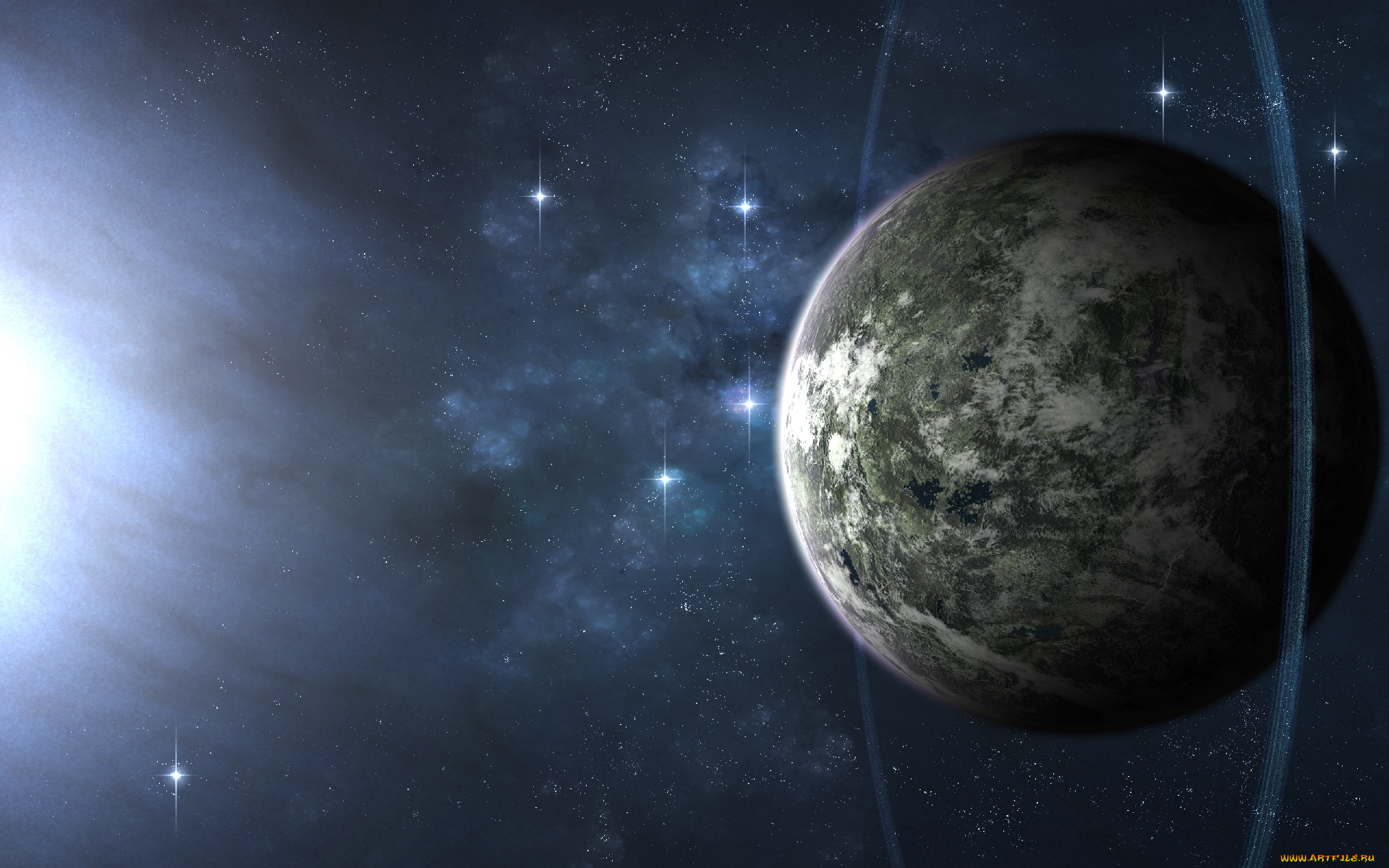 космос, арт, tadp0l3, планета, кольца, звезда