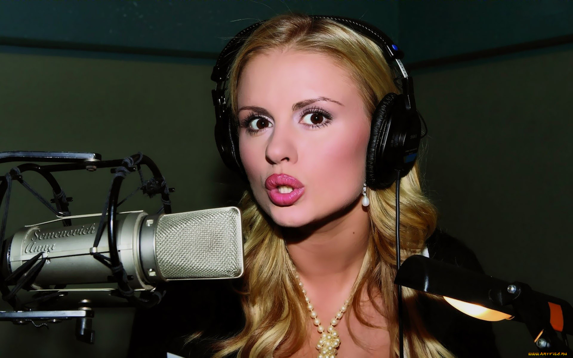 музыка, анна, семенович, микрофон, наушники