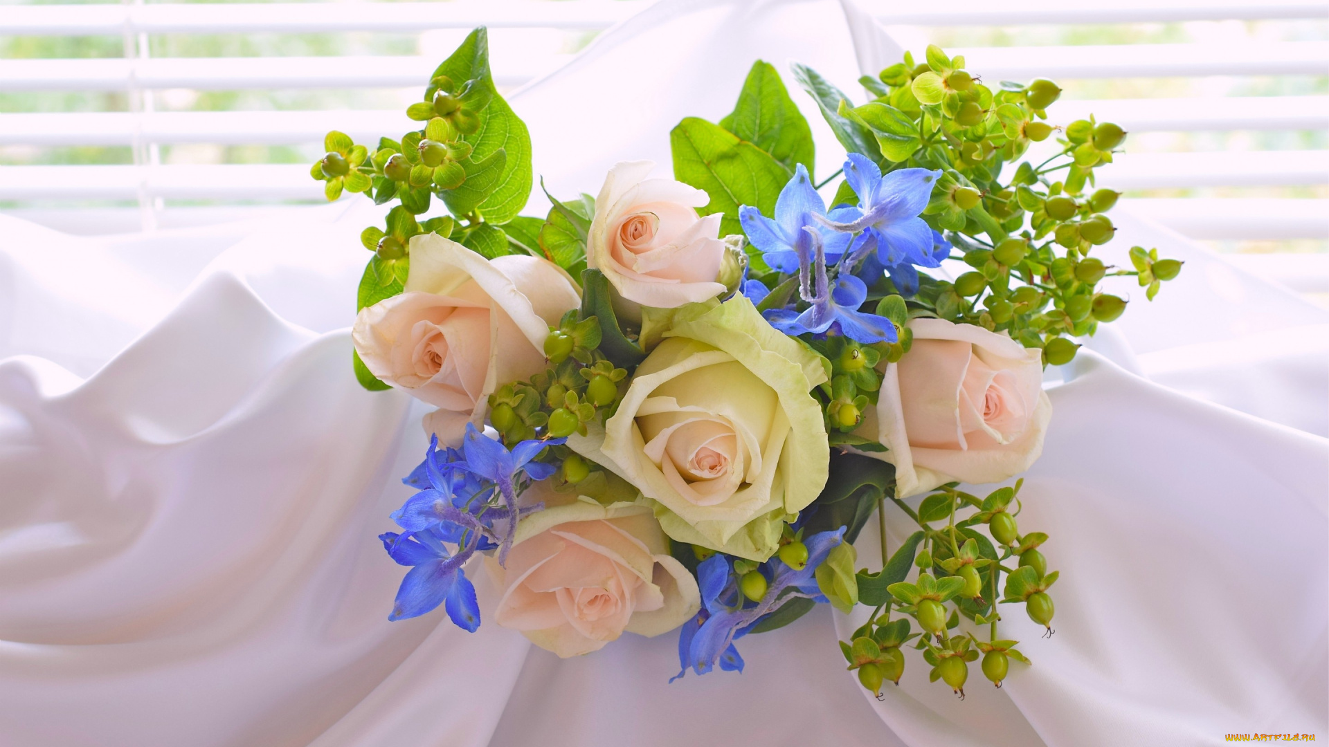 цветы, букеты, , композиции, букет, розы, материя