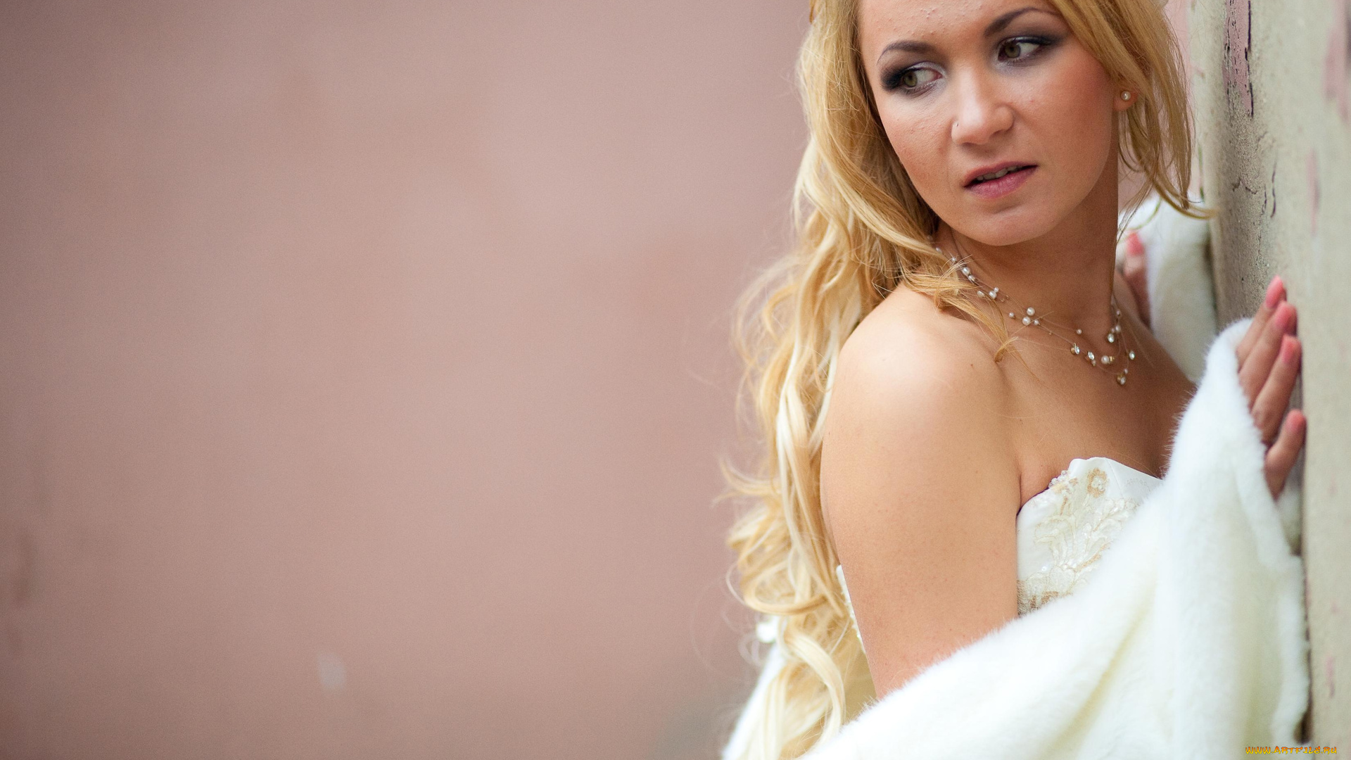 девушки, -unsort, , блондинки, ожерелье, декольте, накидка, стена, невеста, блондинка