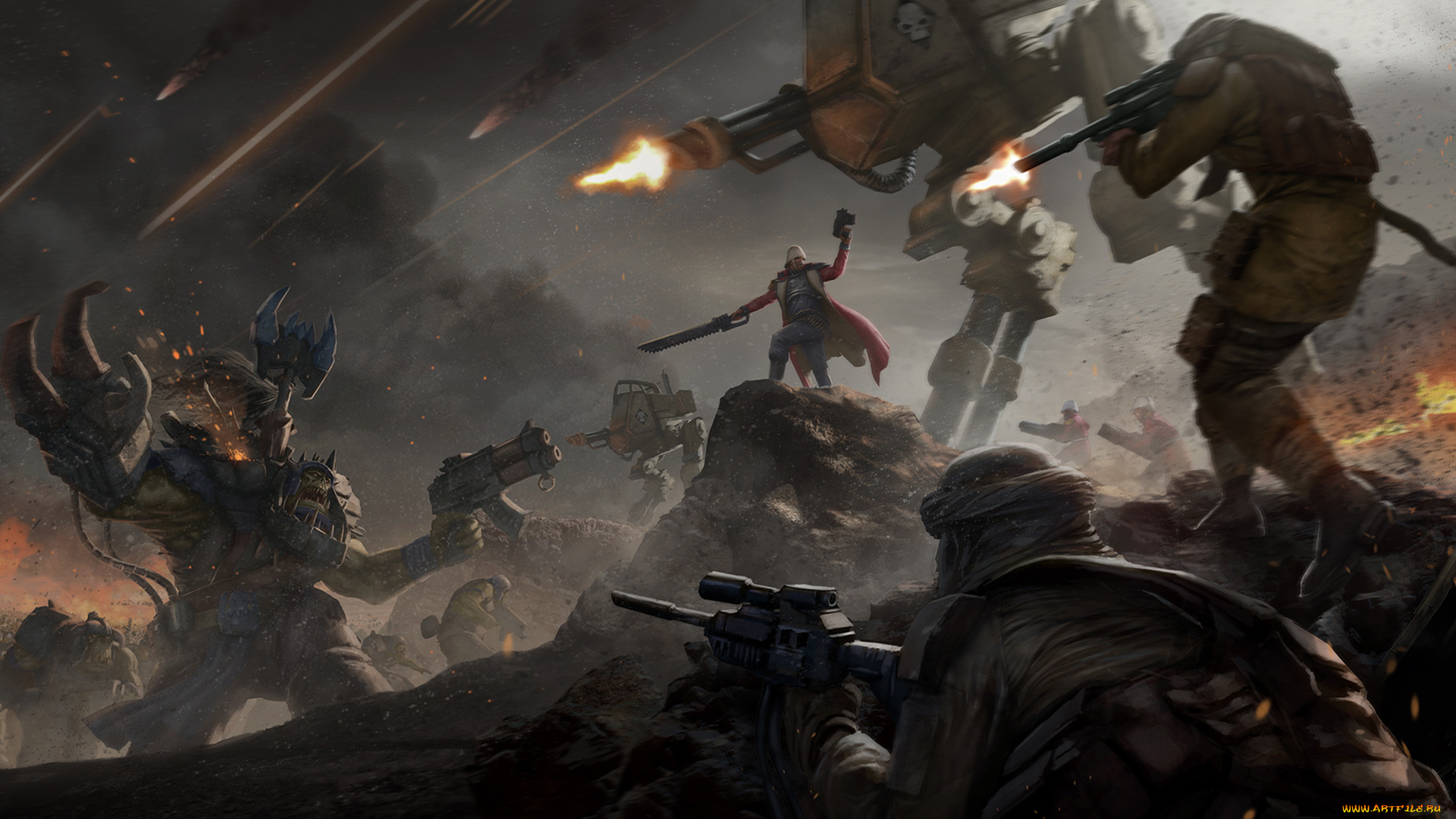 фэнтези, роботы, , киборги, , механизмы, война, warhammer, empire, orks, битва, 40k