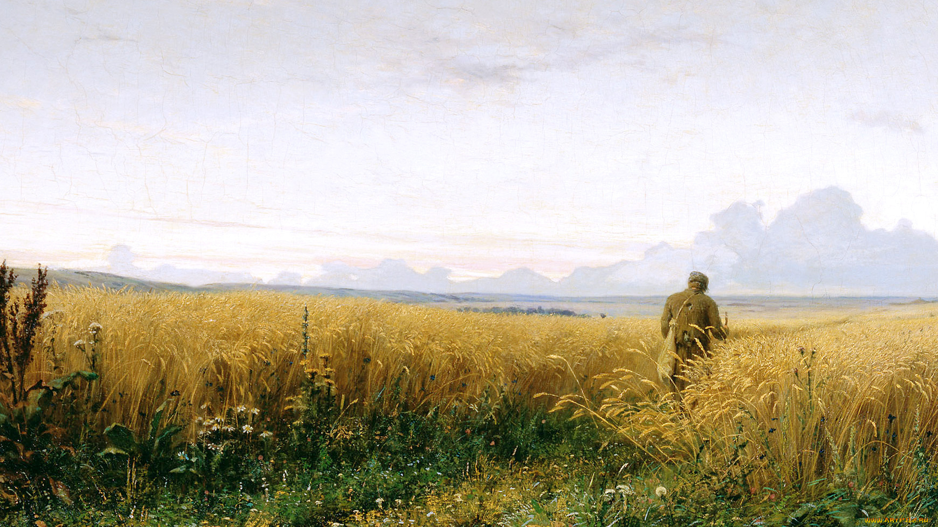 рисованное, григорий, мясоедов, поле, старик