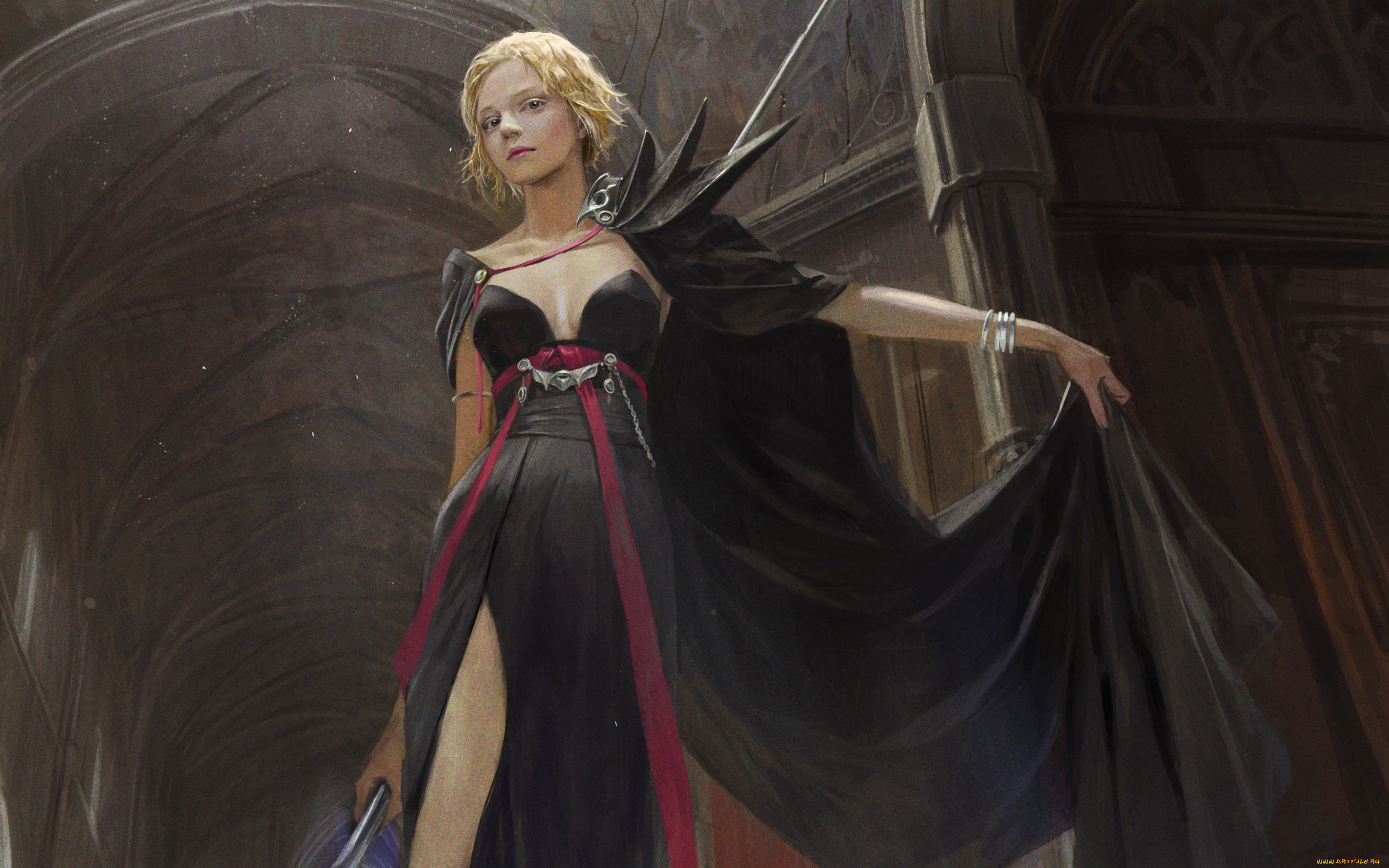 фэнтези, девушки, посох, платье, девушка, totorrl, арт