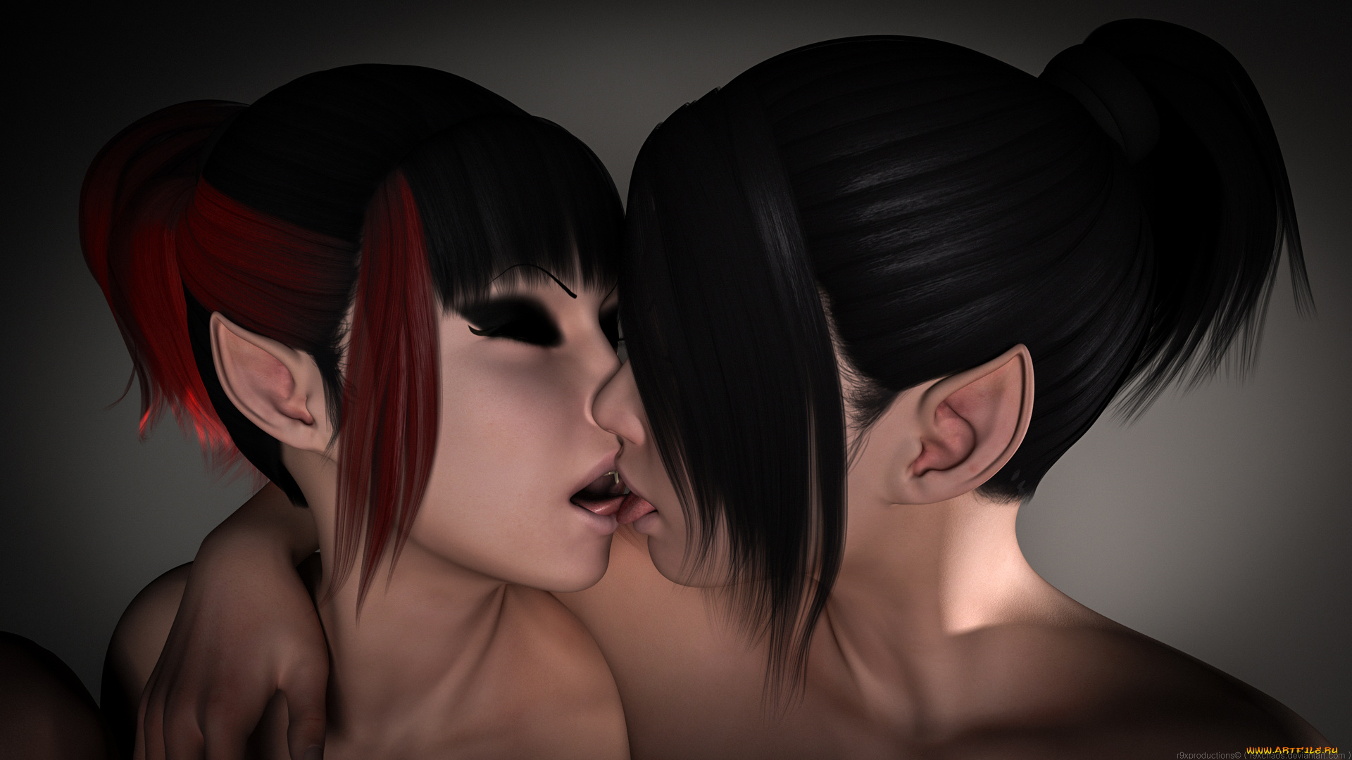 3д, графика, эльфы, , elves, взгляд, эльфийки, фон