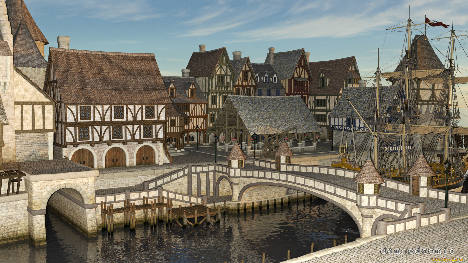 3д, графика, реализм, , realism, дома, город