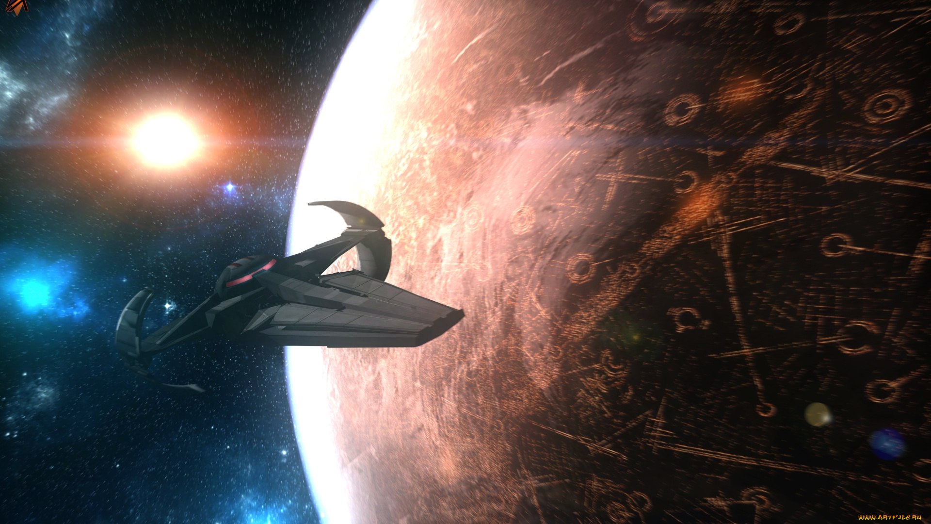 космос, арт, космический, корабль, планета, вселенная, полет