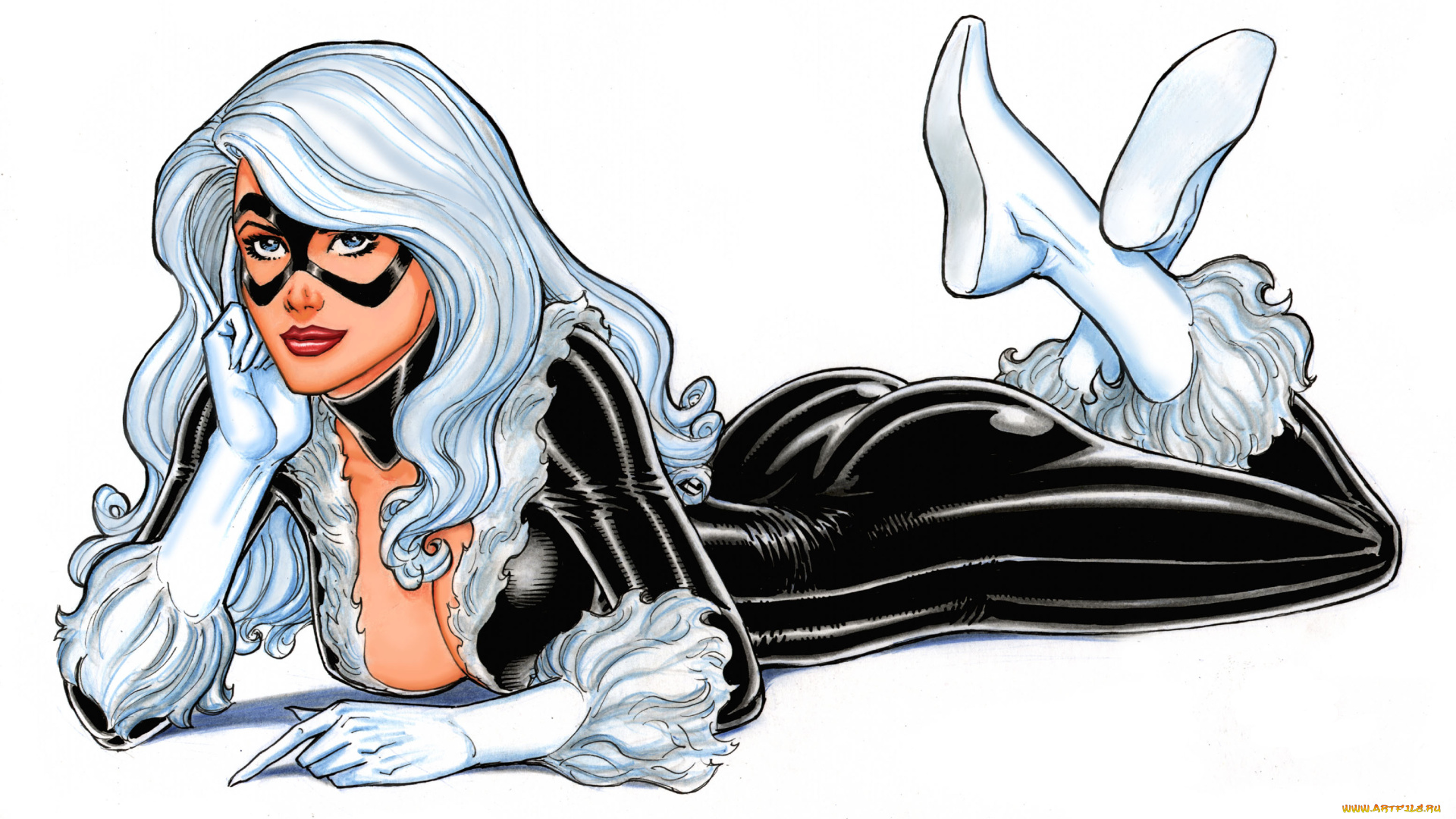 рисованное, комиксы, взгляд, фон, девушка, маска, униформа