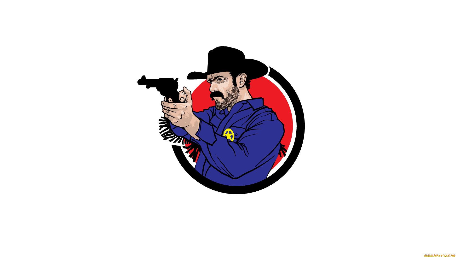 рисованное, минимализм, рейнджер, значок, шляпа, оружие