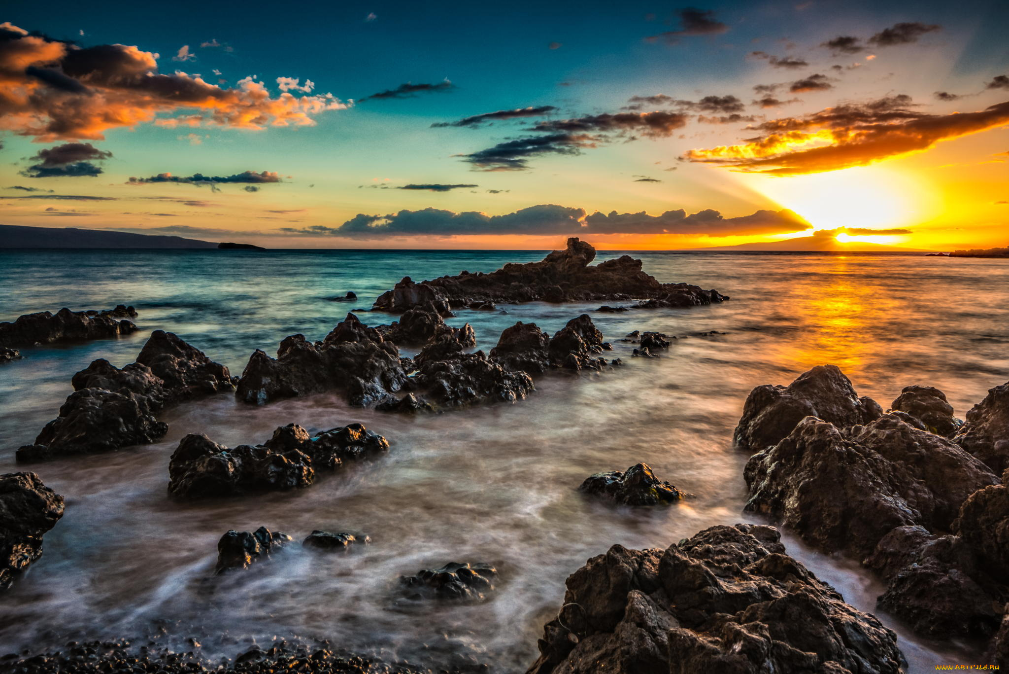 природа, побережье, скалы, рассвет, пейзаж, море