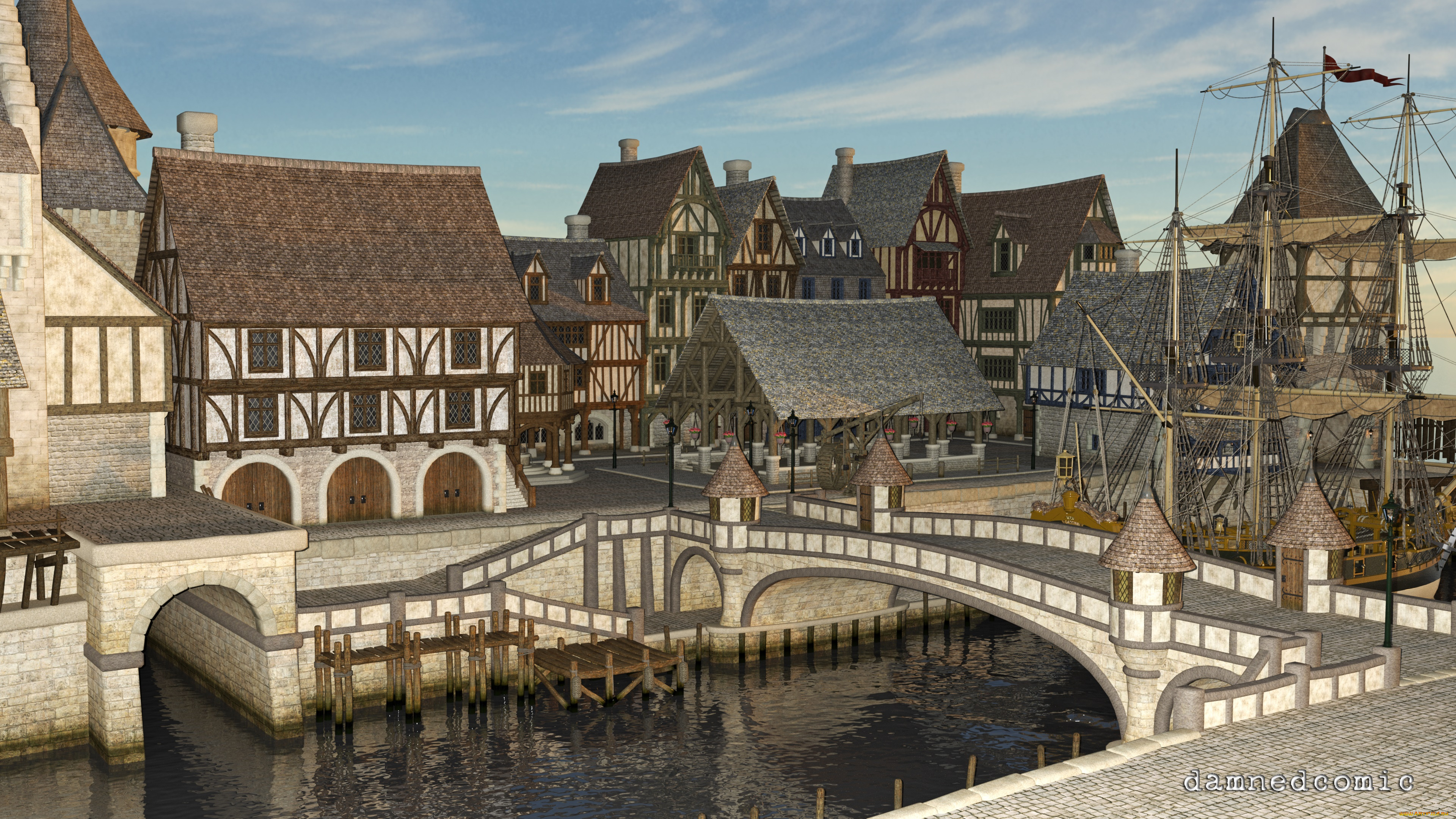 3д, графика, реализм, , realism, дома, город