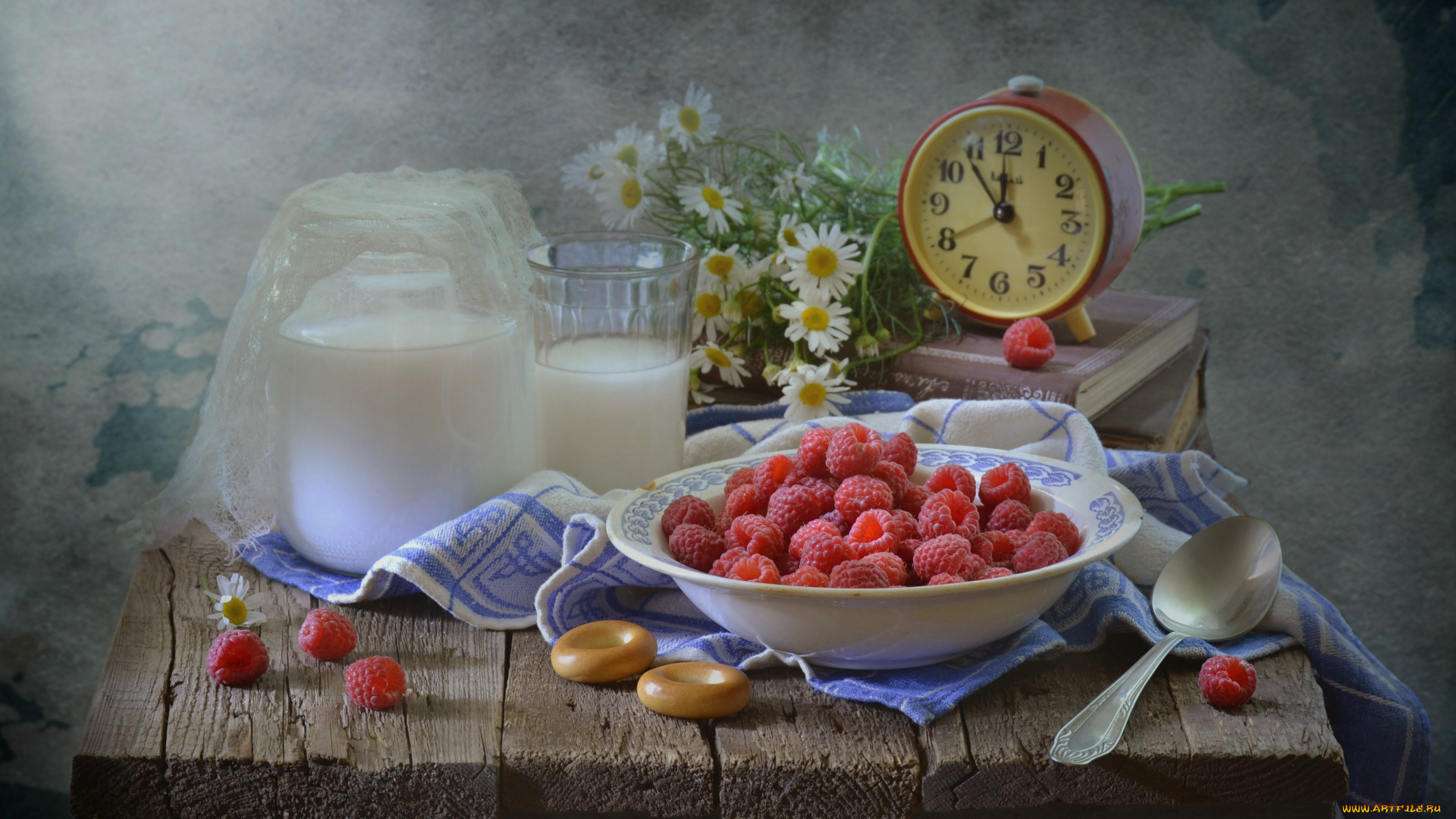 еда, натюрморт, будильник, лето, конкурс, малина