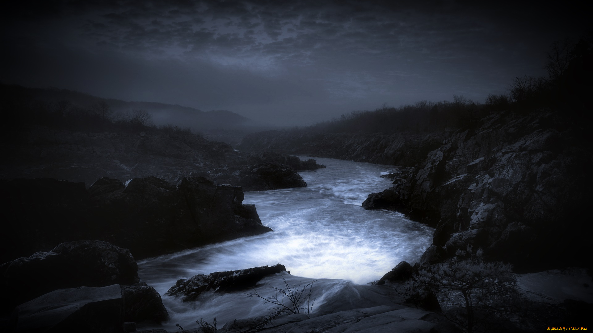 природа, реки, озера, река, ночь