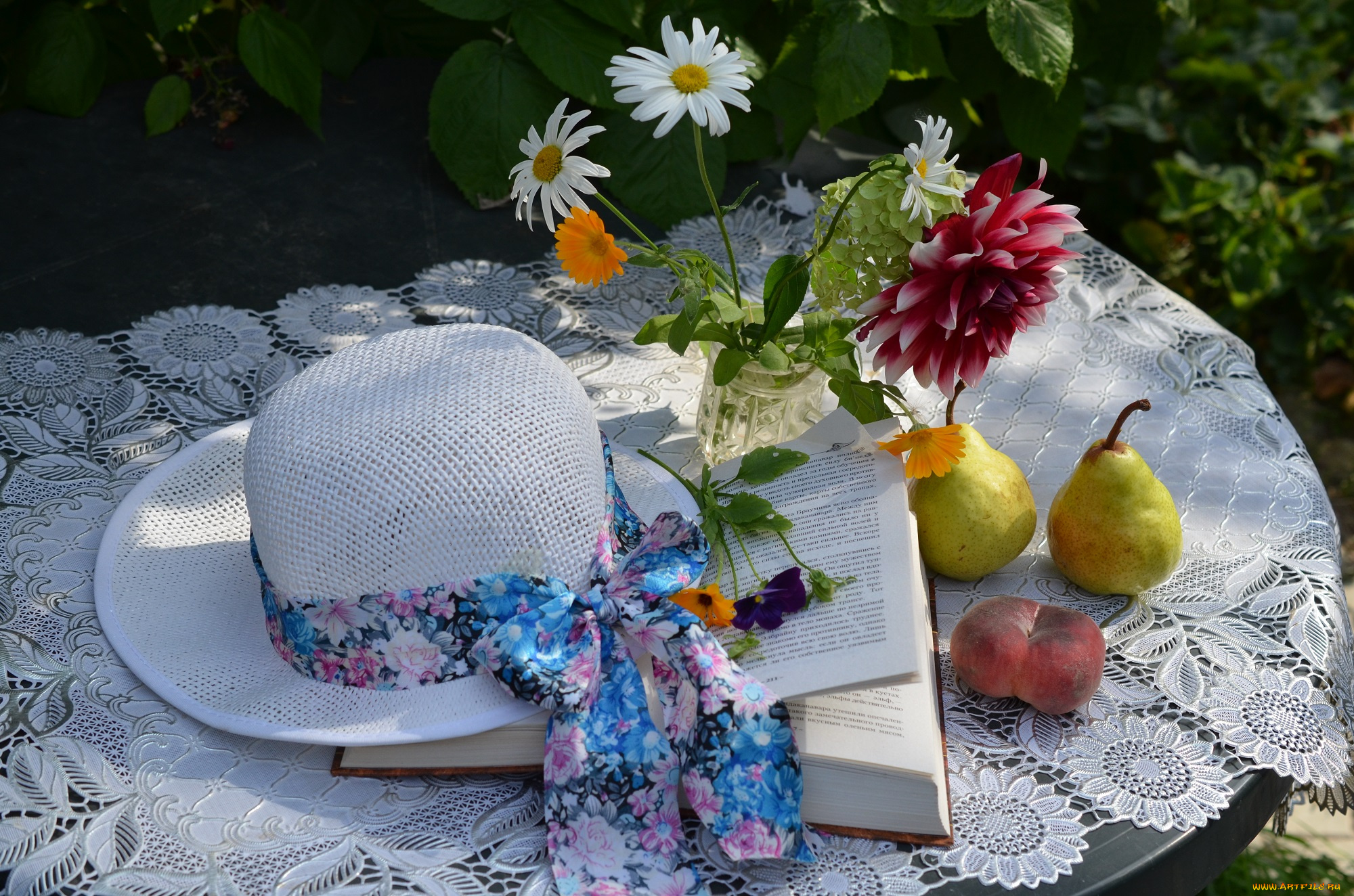 еда, натюрморт, книга, лето, фрукты, август, уходящий