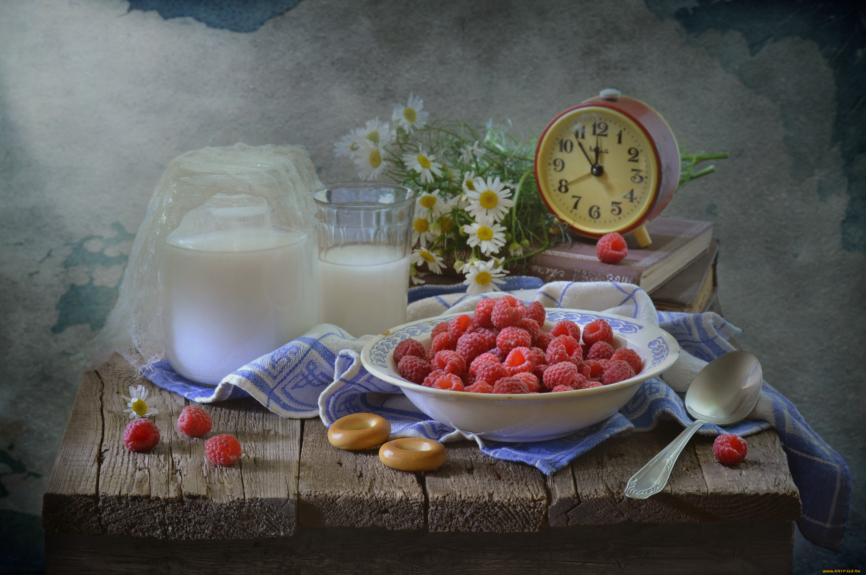 еда, натюрморт, будильник, лето, конкурс, малина