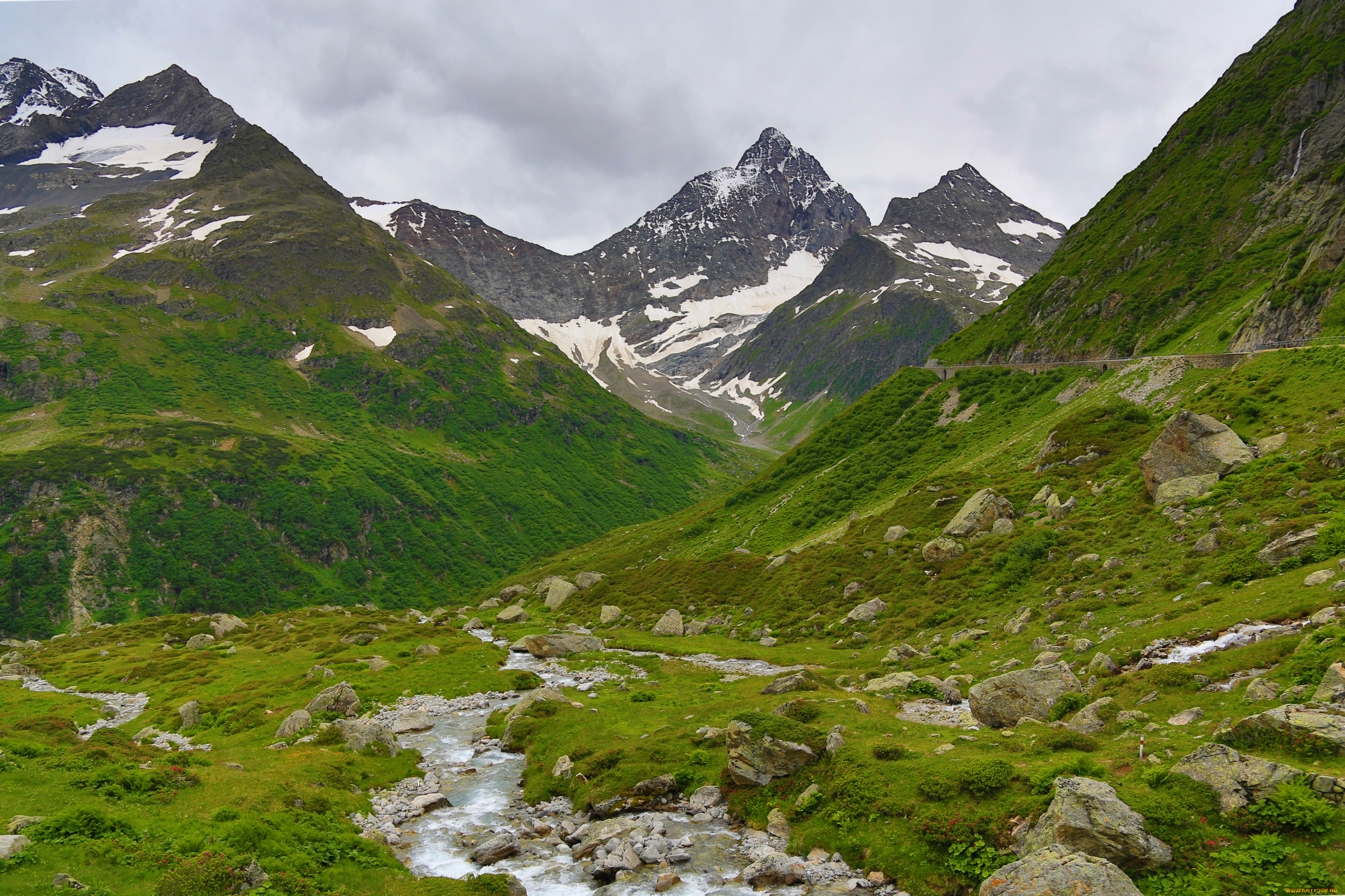 природа, горы, снег