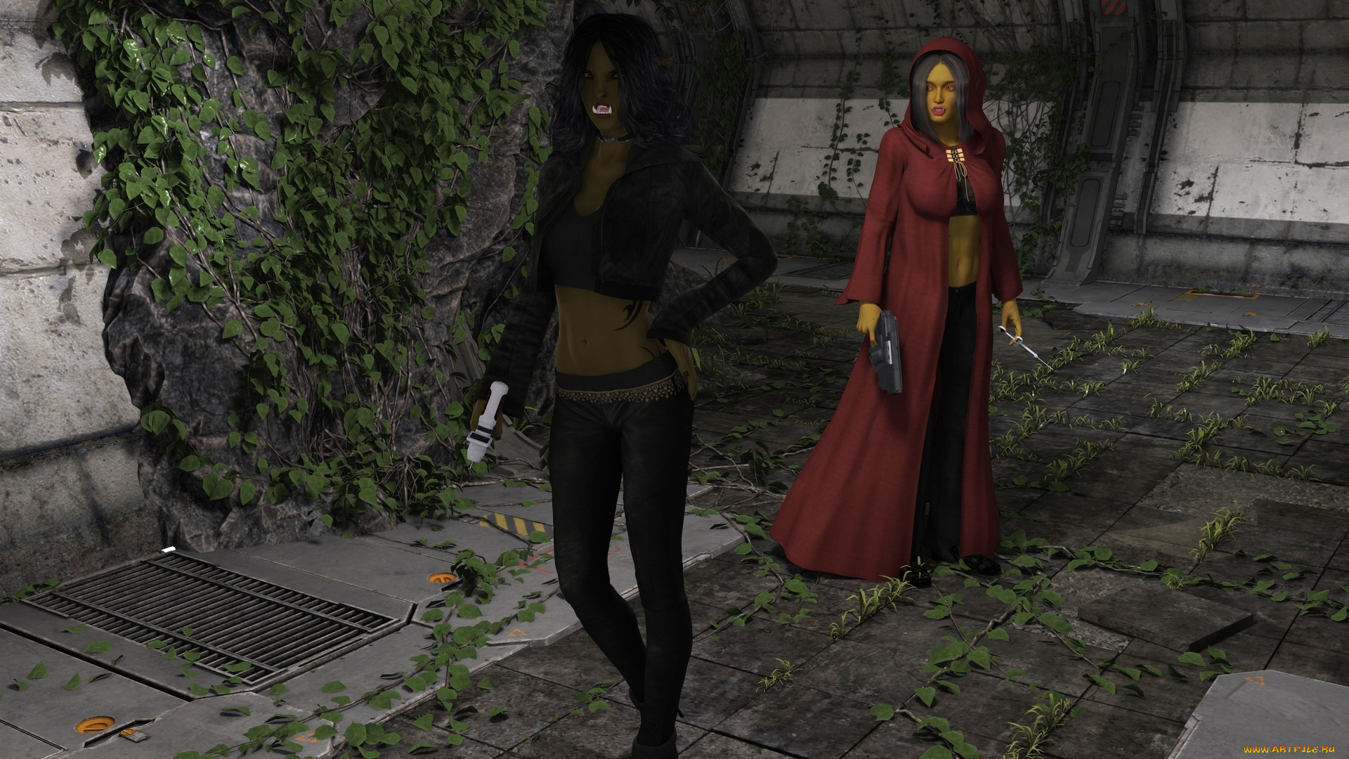 3д, графика, фантазия, , fantasy, девушки, взгляд, фон