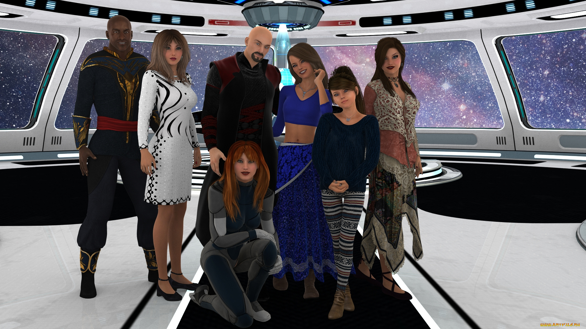 3д, графика, фантазия, , fantasy, девушки, взгляд, фон