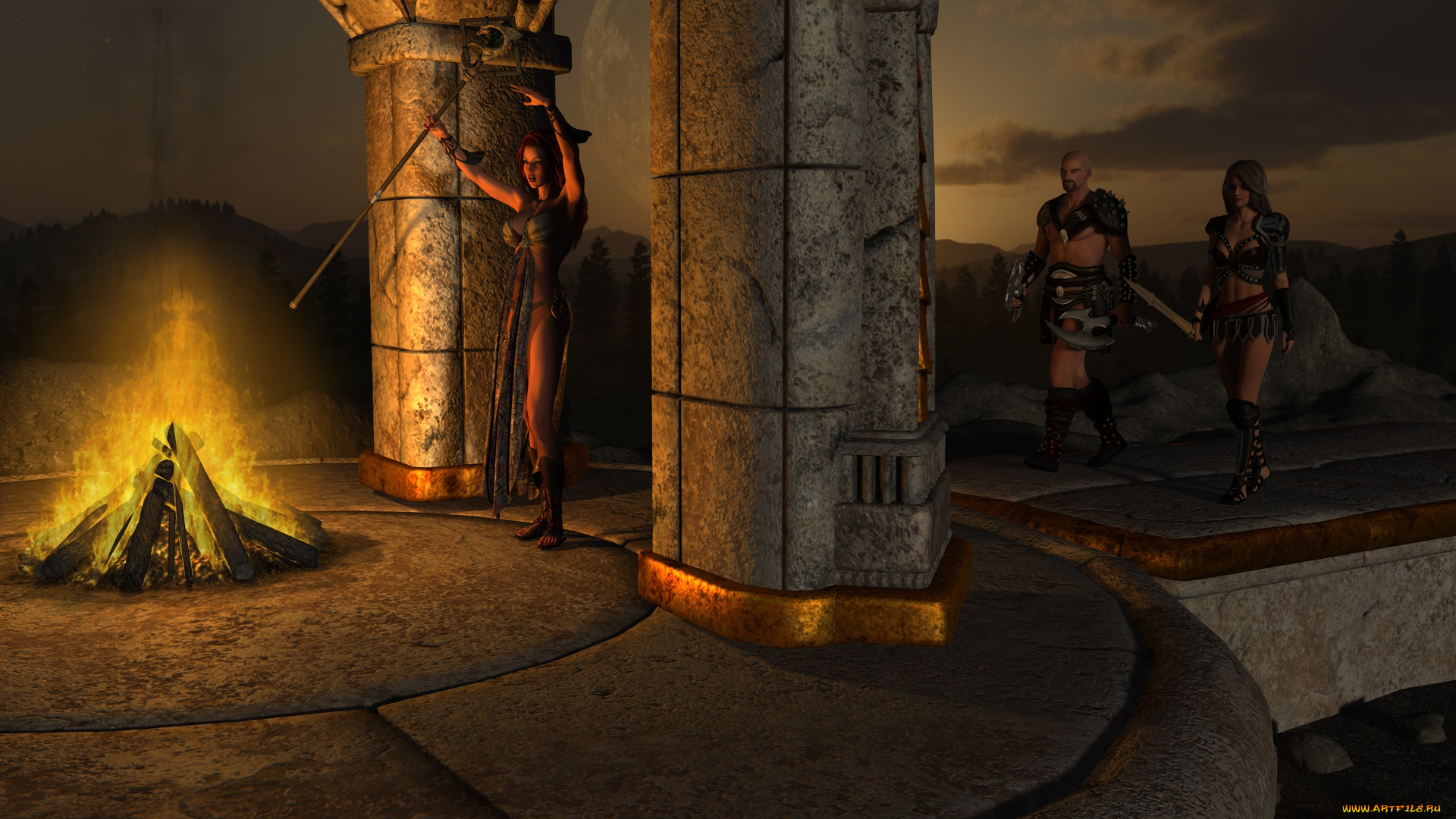 3д, графика, фантазия, , fantasy, фон, взгляд, девушка