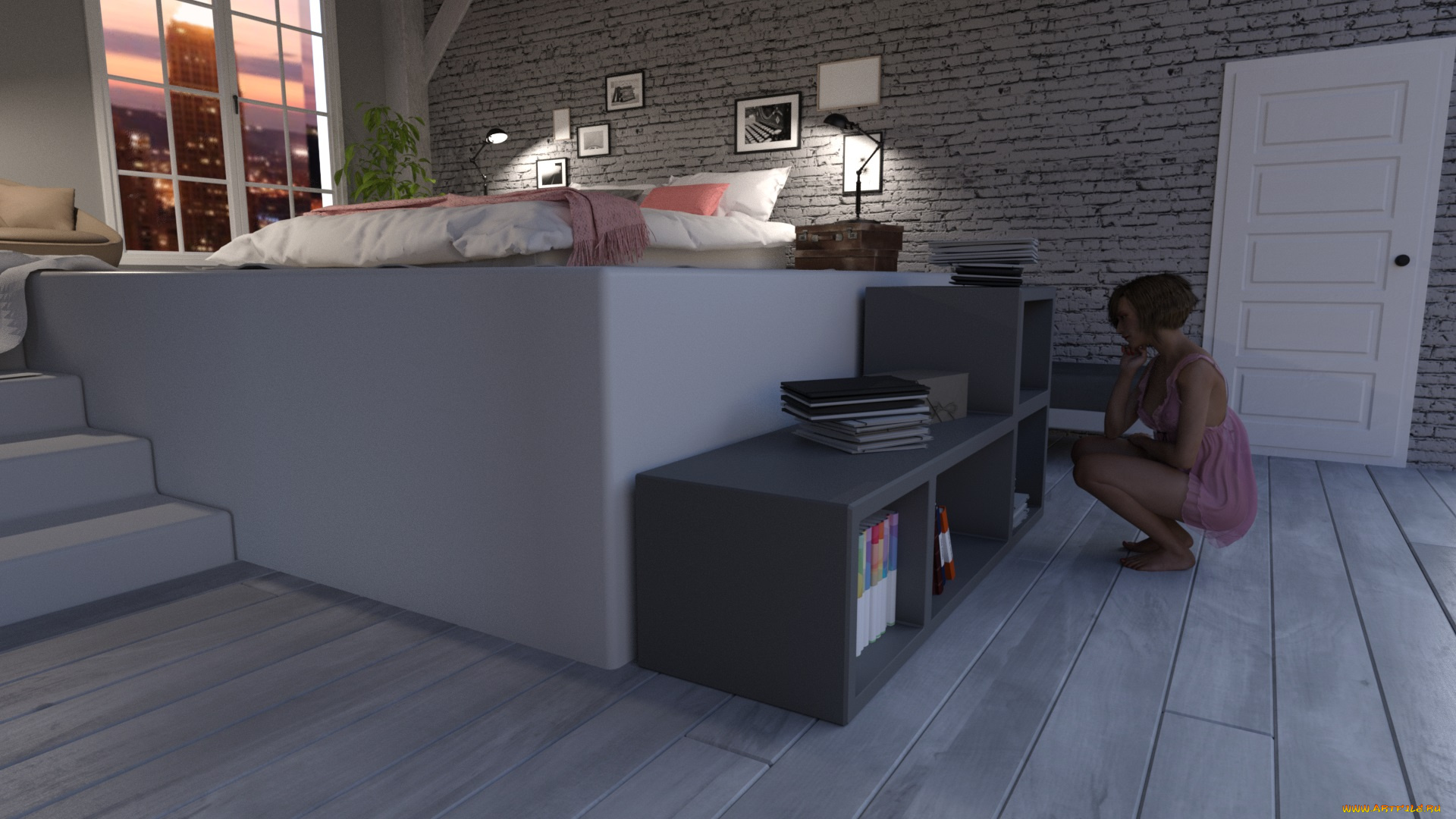 3д, графика, люди, , people, девушка, взгляд, фон