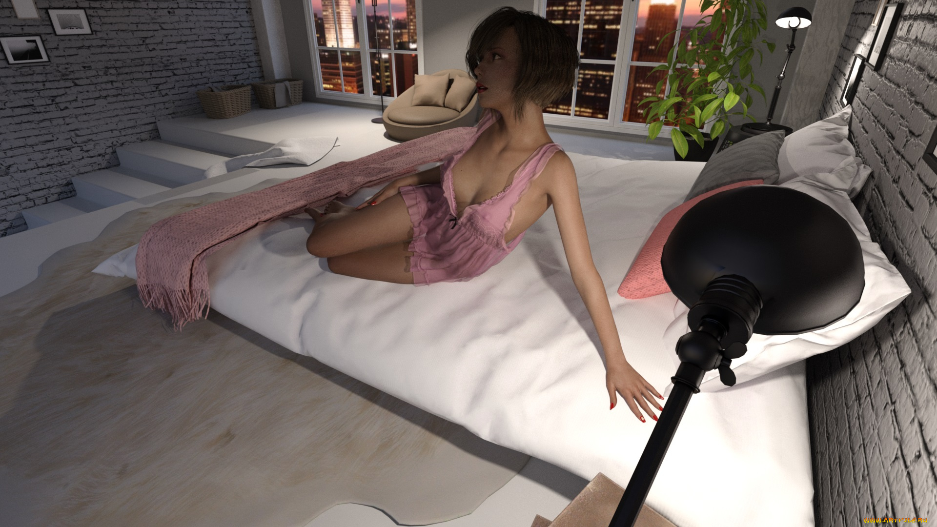 3д, графика, люди, , people, девушка, взгляд, фон